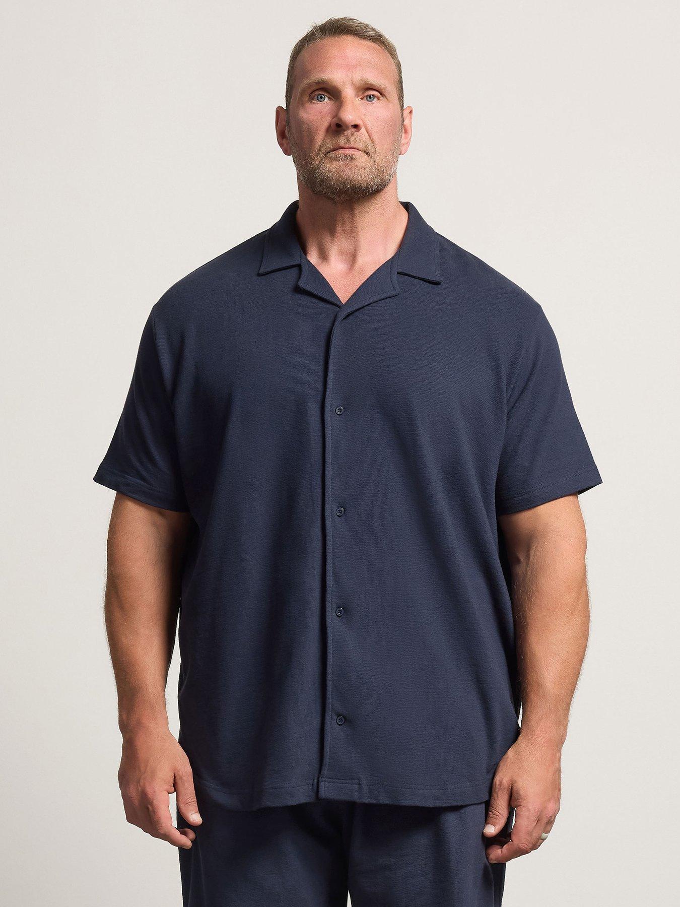 BadRhino Revere Collar Slub Shirt - Blue