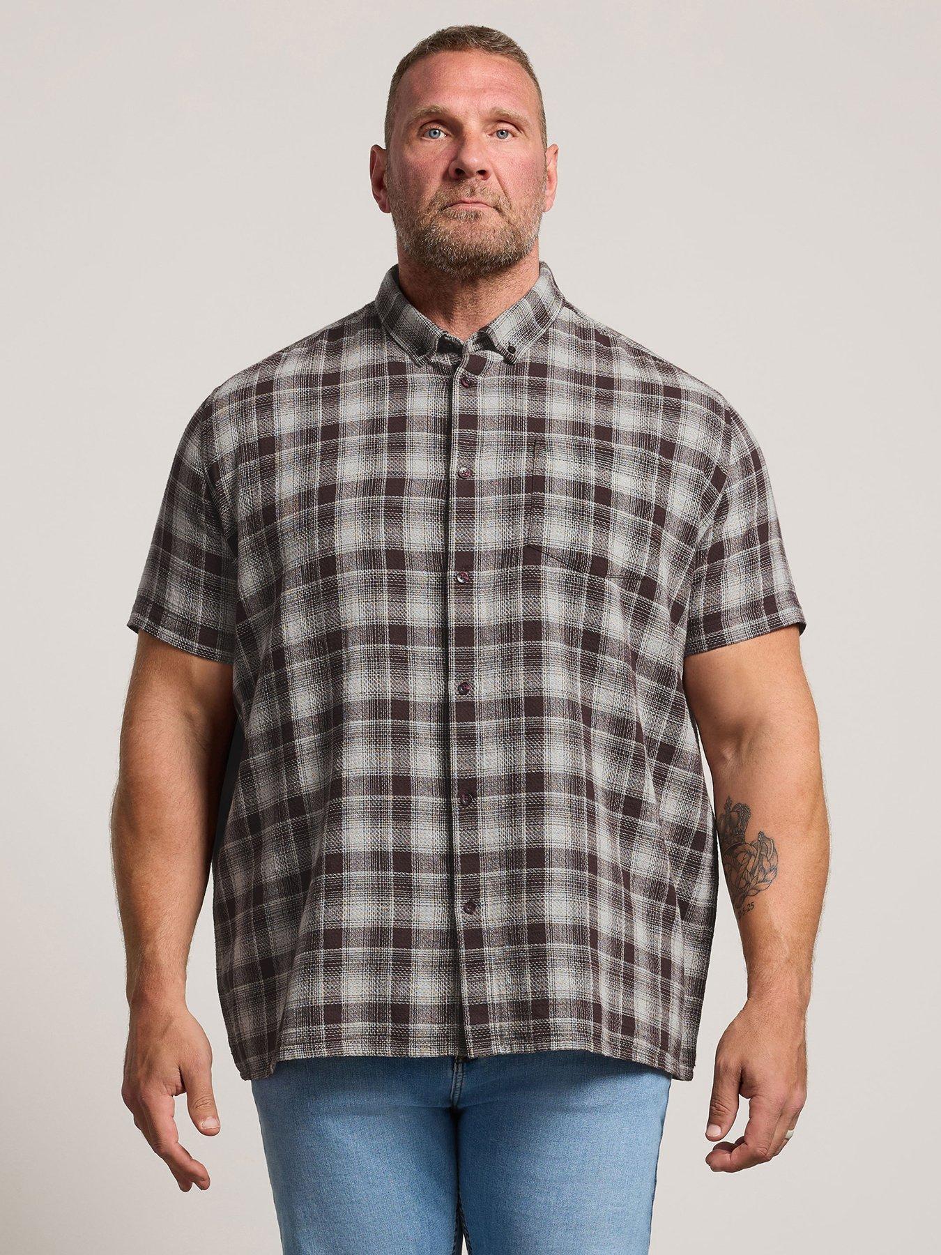 BadRhino Short Sleeve Check Print Shirt - Brown