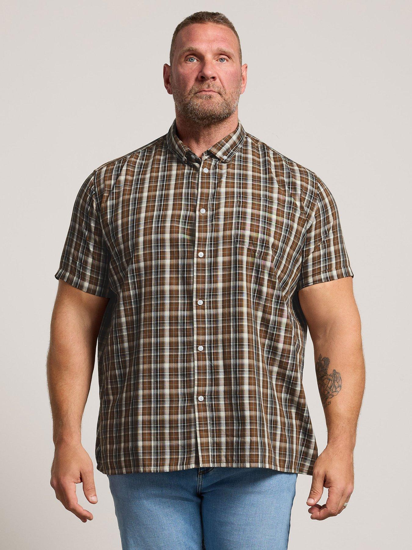 BadRhino Short Sleeve Check Print Shirt - Brown