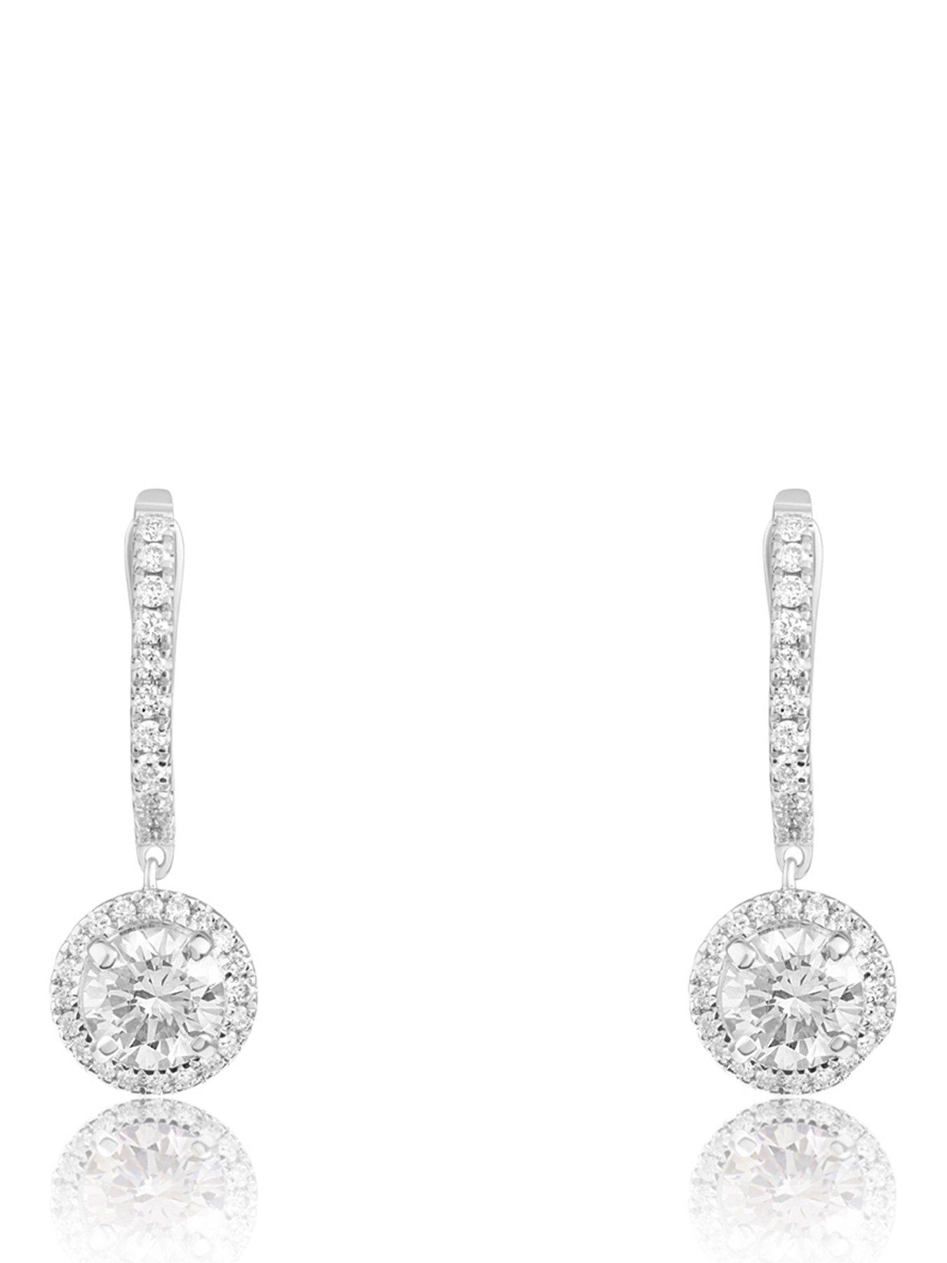 Love DIAMOND Platinum Plated 1.5CT Lab-grown Diamond Huggie Drop Earrings