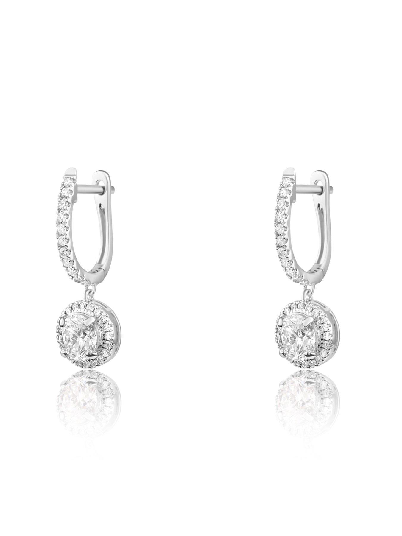 Image 2 of 5 of Love DIAMOND Platinum Plated 1.5CT Lab-grown Diamond Huggie Drop Earrings