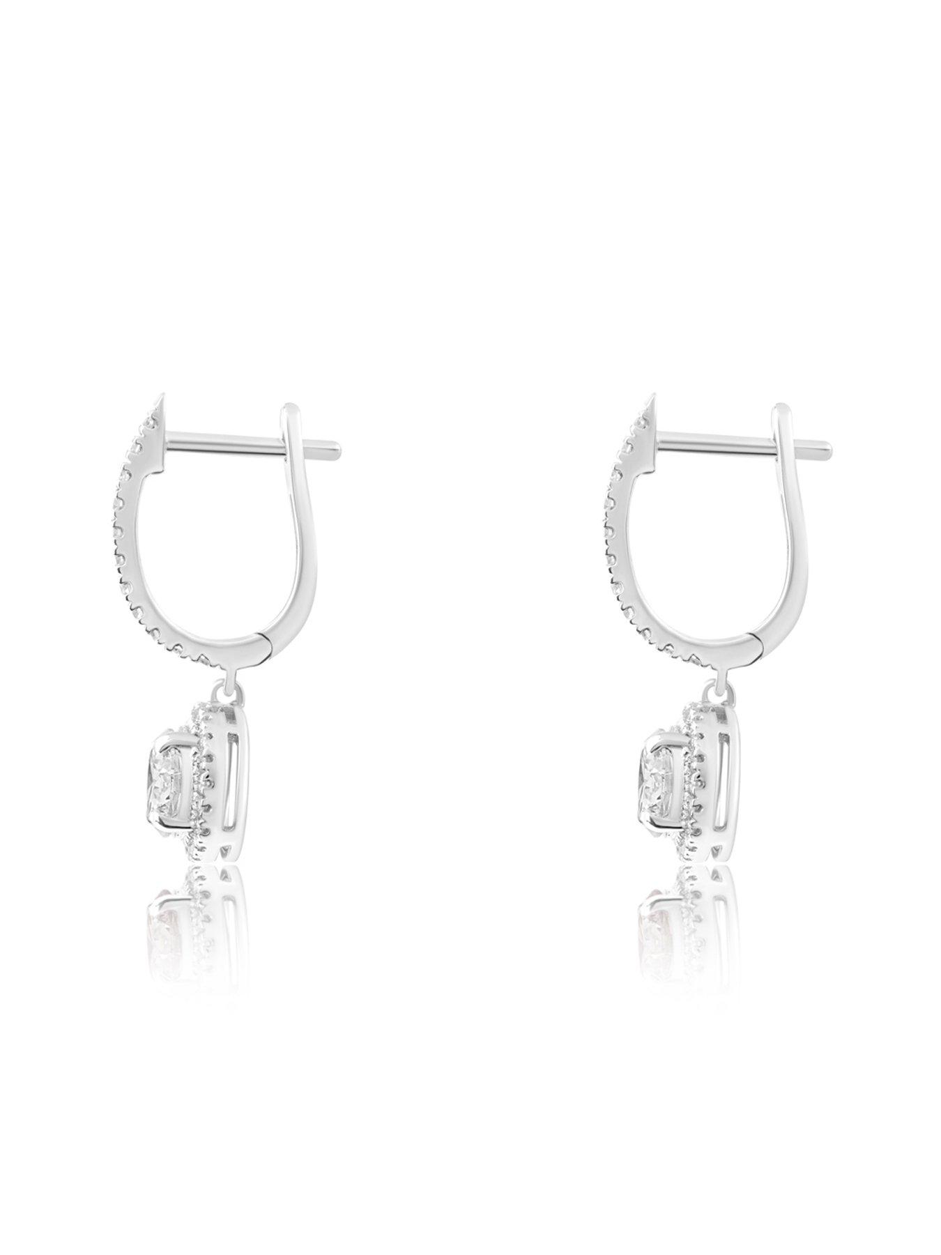Image 3 of 5 of Love DIAMOND Platinum Plated 1.5CT Lab-grown Diamond Huggie Drop Earrings