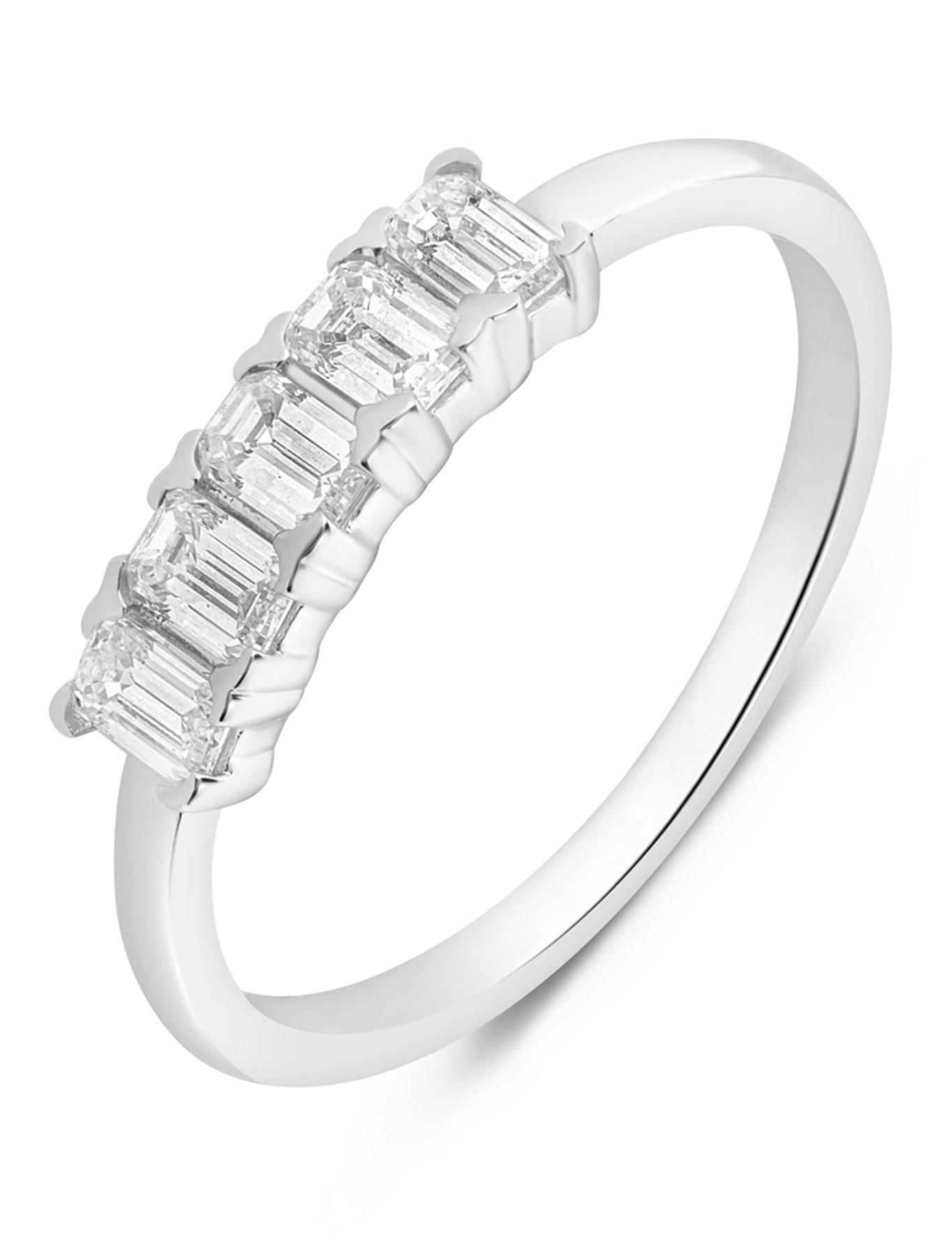 Love DIAMOND 9ct Lab-Grown Diamond 0.50CT Emerald Cut Five Stone Ring