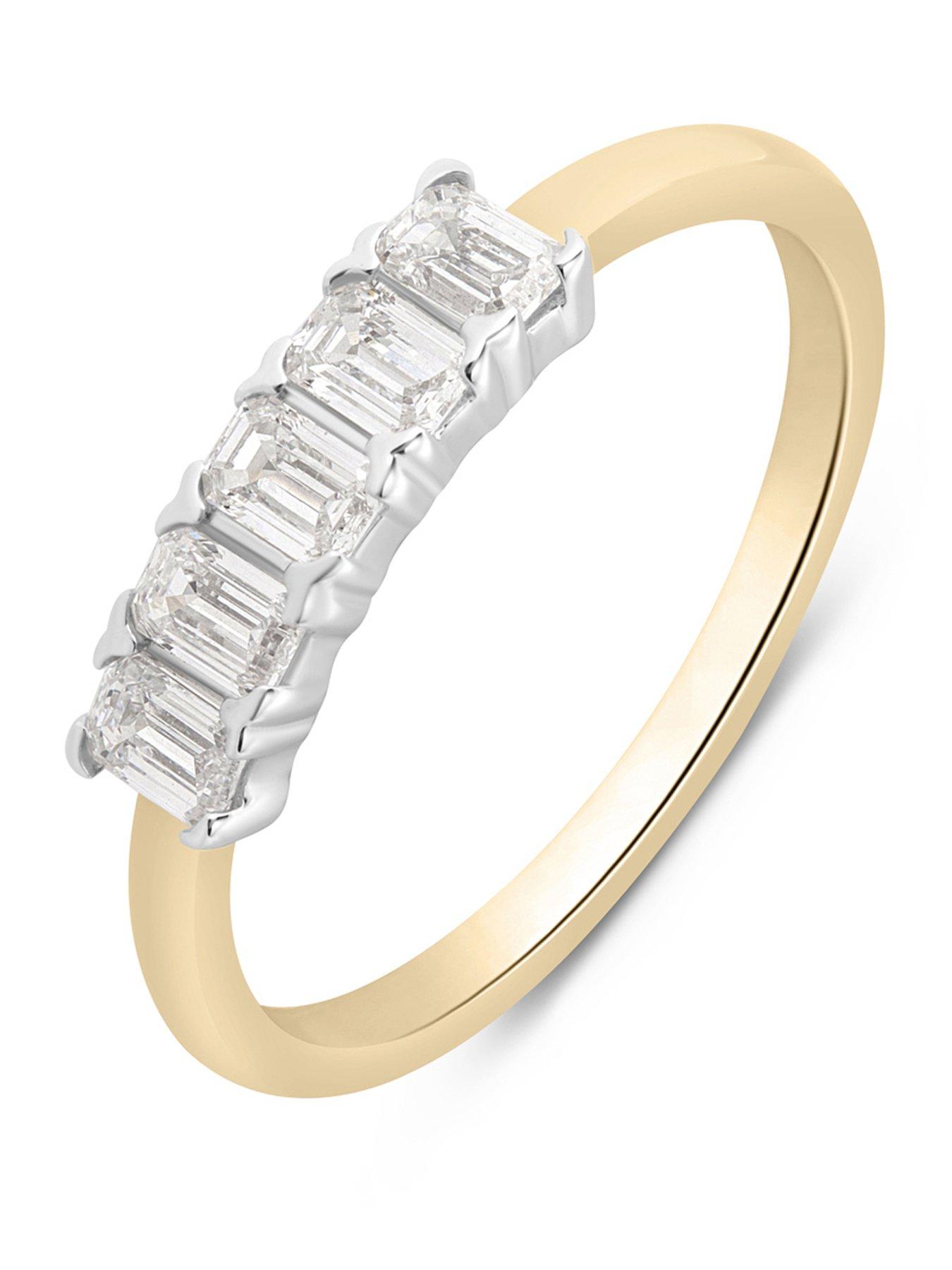 Image 1 of 5 of Love DIAMOND 9ct Lab-Grown Diamond 0.50CT Emerald Cut Five Stone Ring