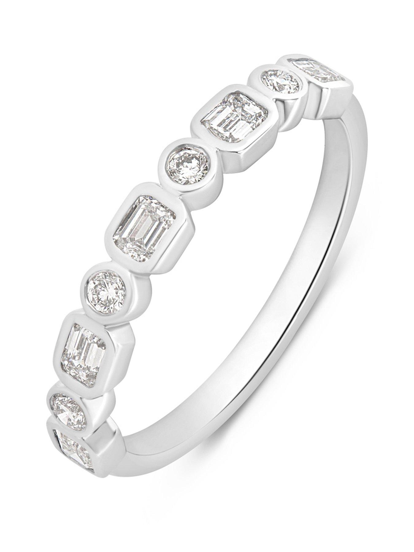 Love DIAMOND Platinum Plated Lab-Grown Diamond 0.50CT Mixed Shape Eternity Ring