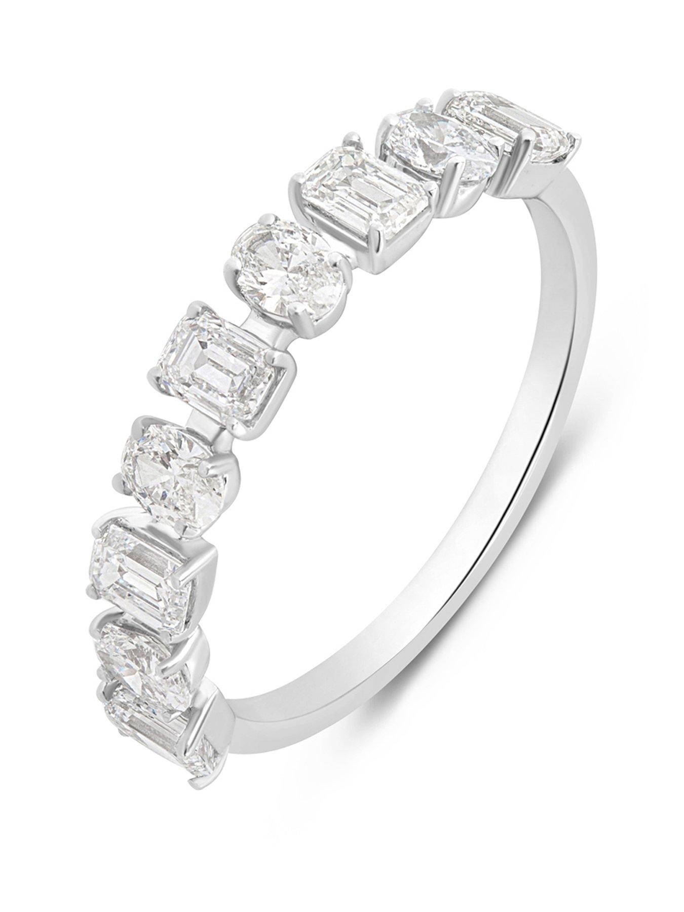 Love DIAMOND Platinum Plated Lab-Grown Diamond 1.15CT Mixed Shape Eternity Ring