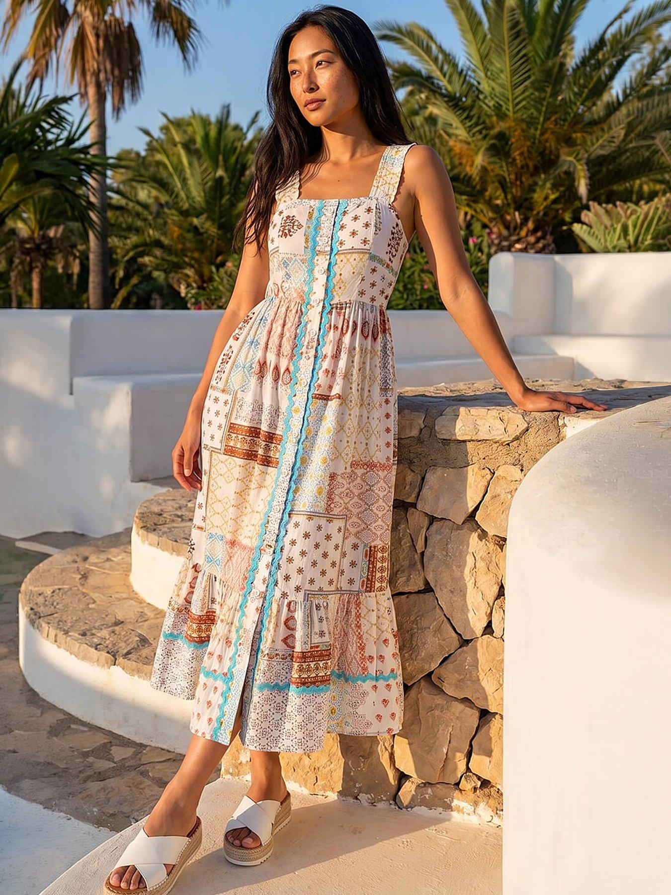Roman Petite Ric Rac Strappy Midi Dress