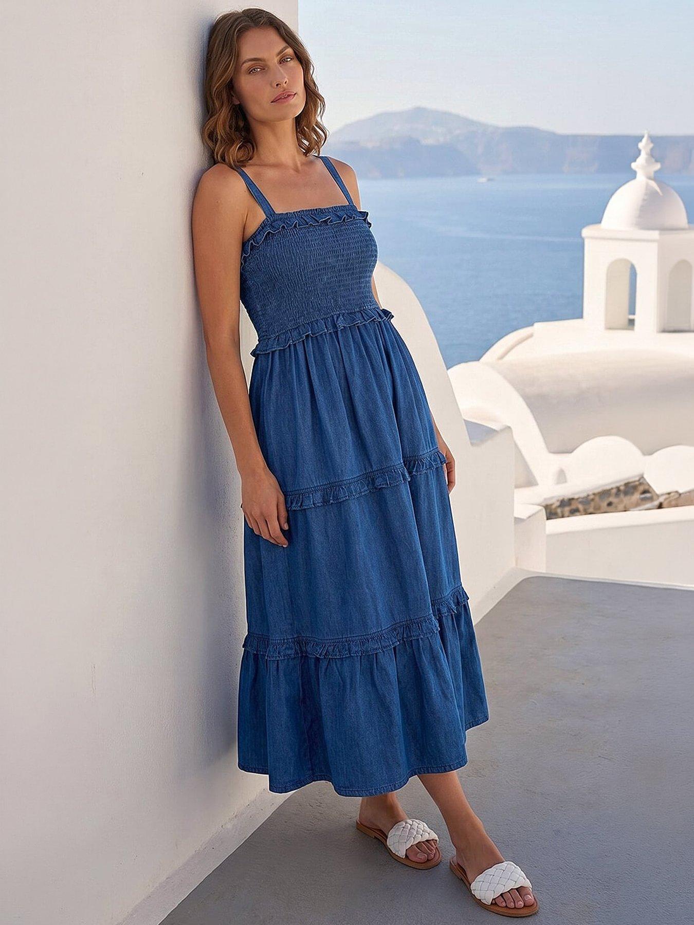 Image 4 of 4 of Roman Petite Shirred Tiered Dress