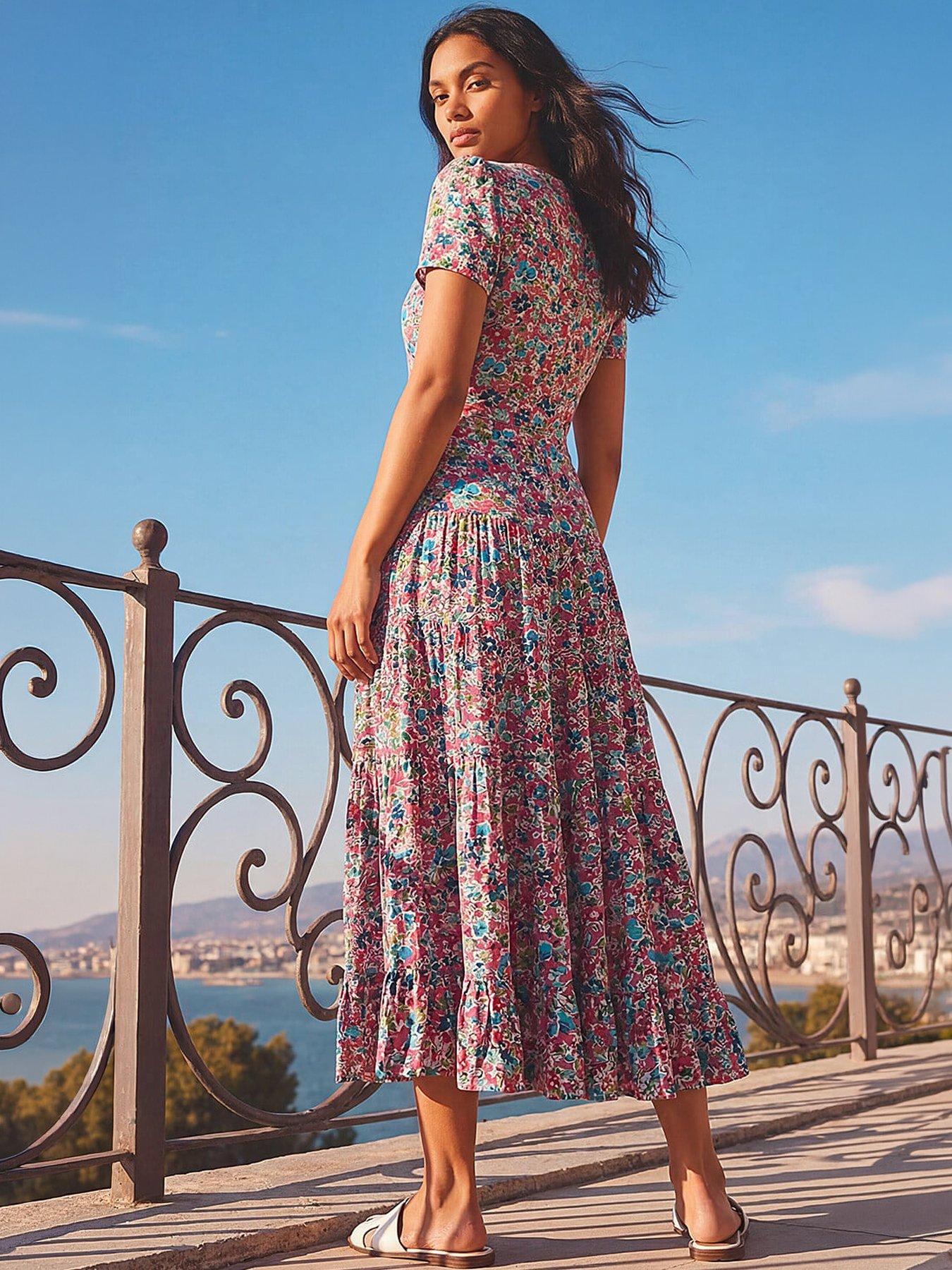 Image 3 of 4 of Roman Floral Ruched Midi Dress