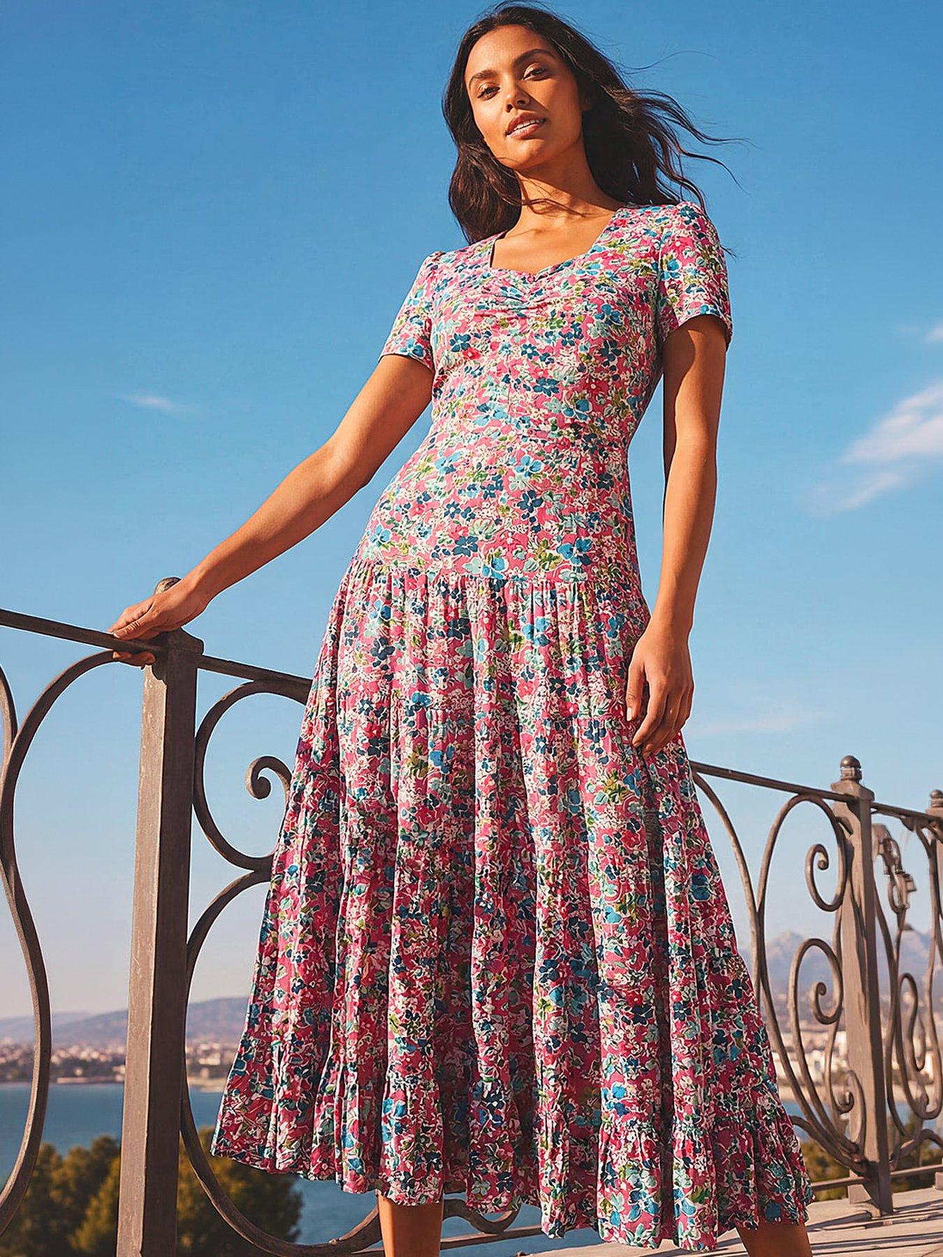 Image 4 of 4 of Roman Floral Ruched Midi Dress