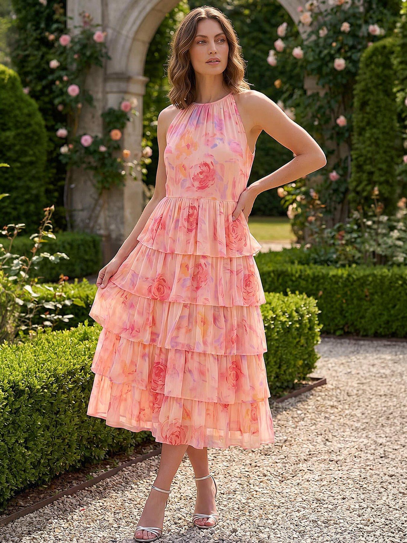 Image 4 of 4 of Roman Petite Tiered Halter Neck Dress