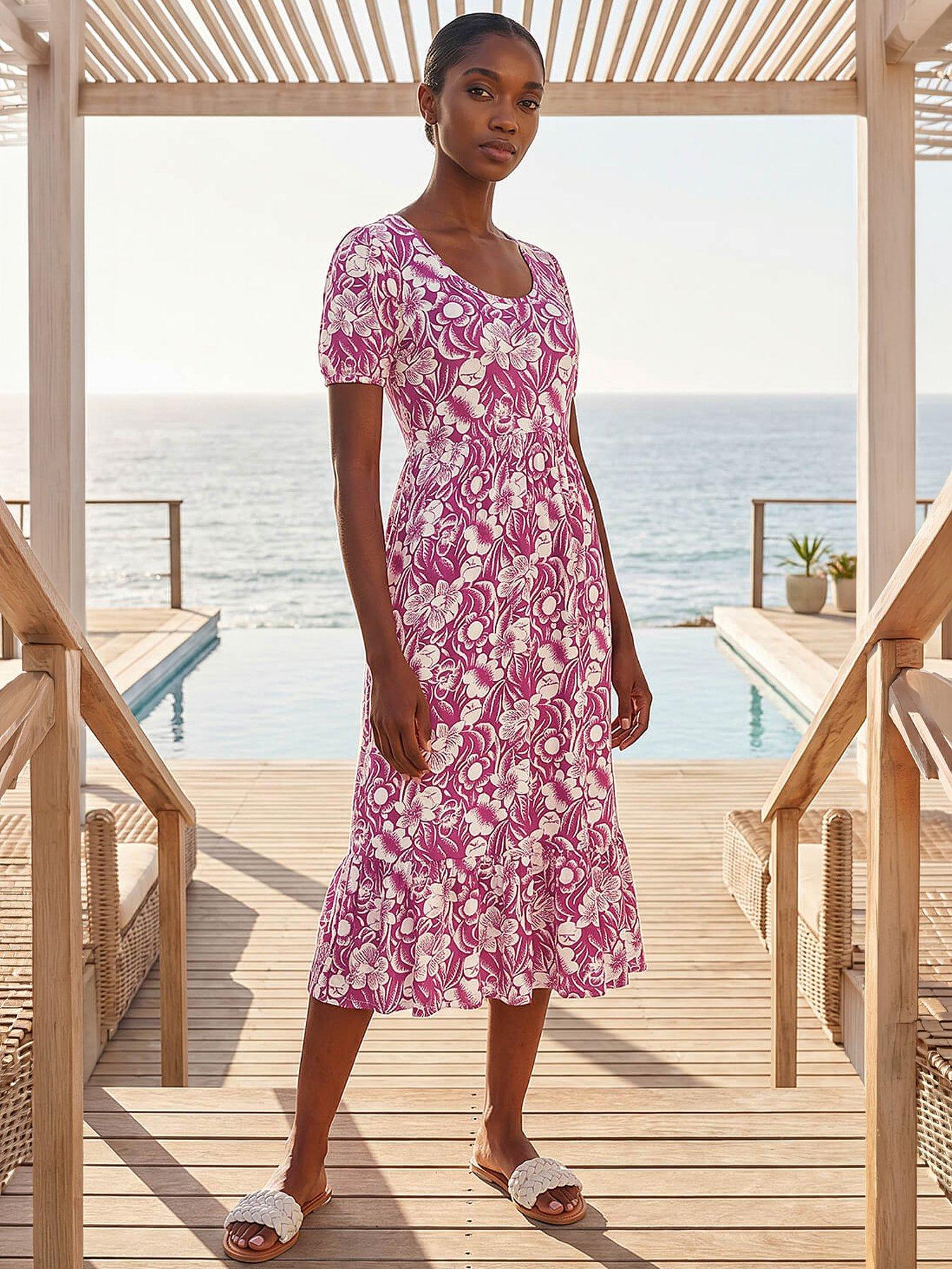 Roman Petite Floral Print Frill Midi Dress