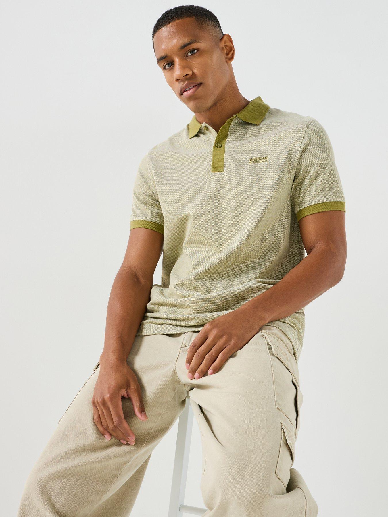 Image 1 of 6 of Barbour International International Morley Oxford Contrast Polo Shirt - Green