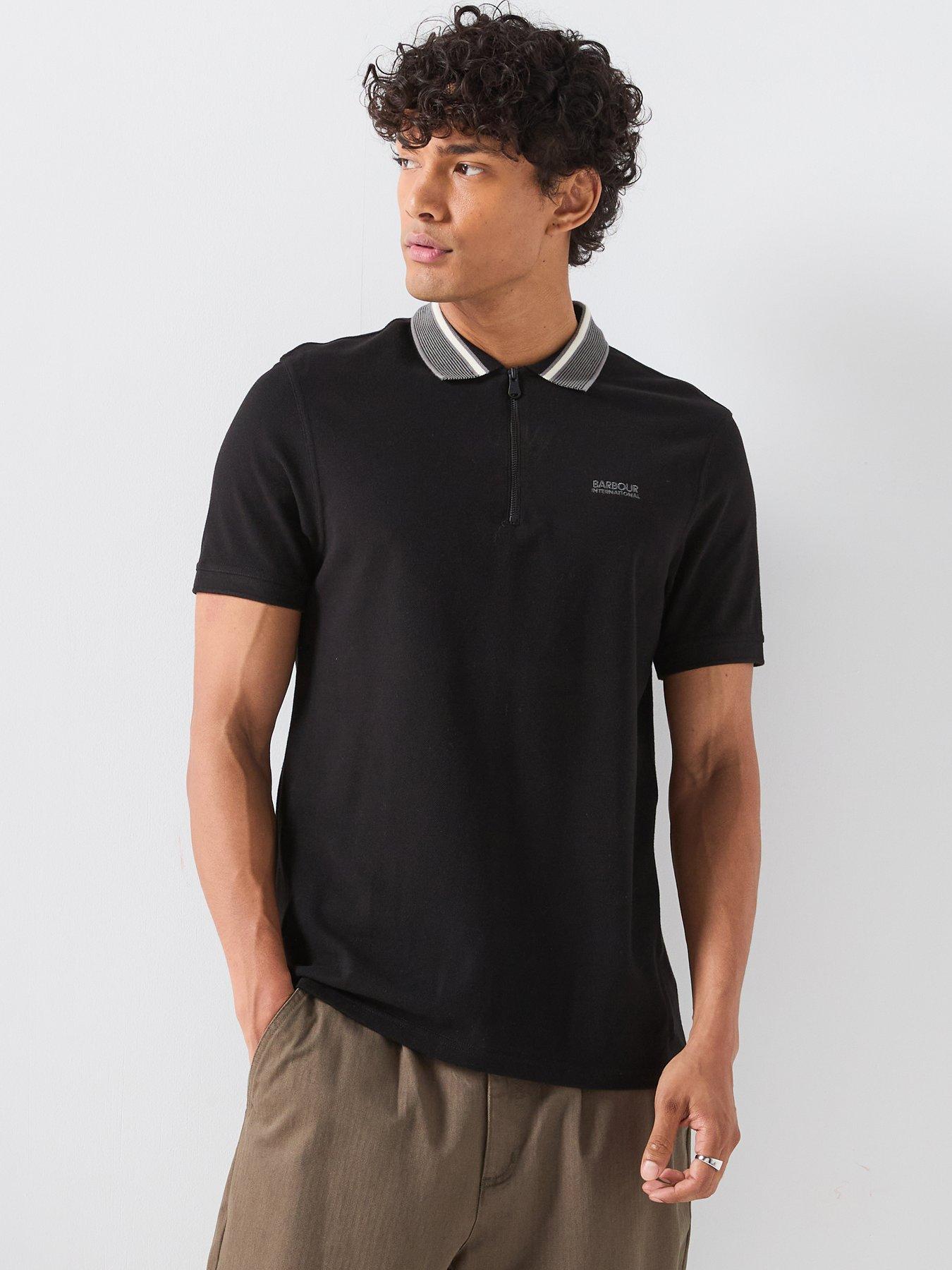 Barbour International Newport Tipped Zipped Polo Shirt - Black