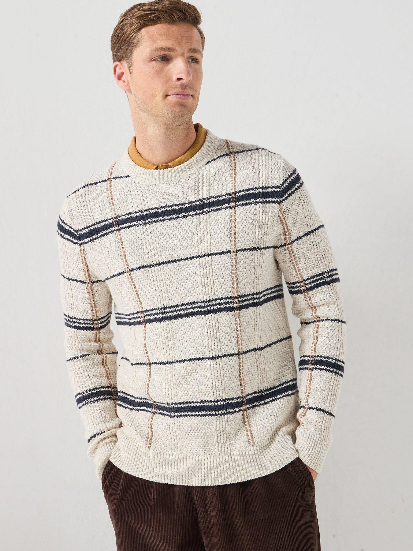 Barbour Fasey Cable Tartan Crewneck Knitted Jumper - White