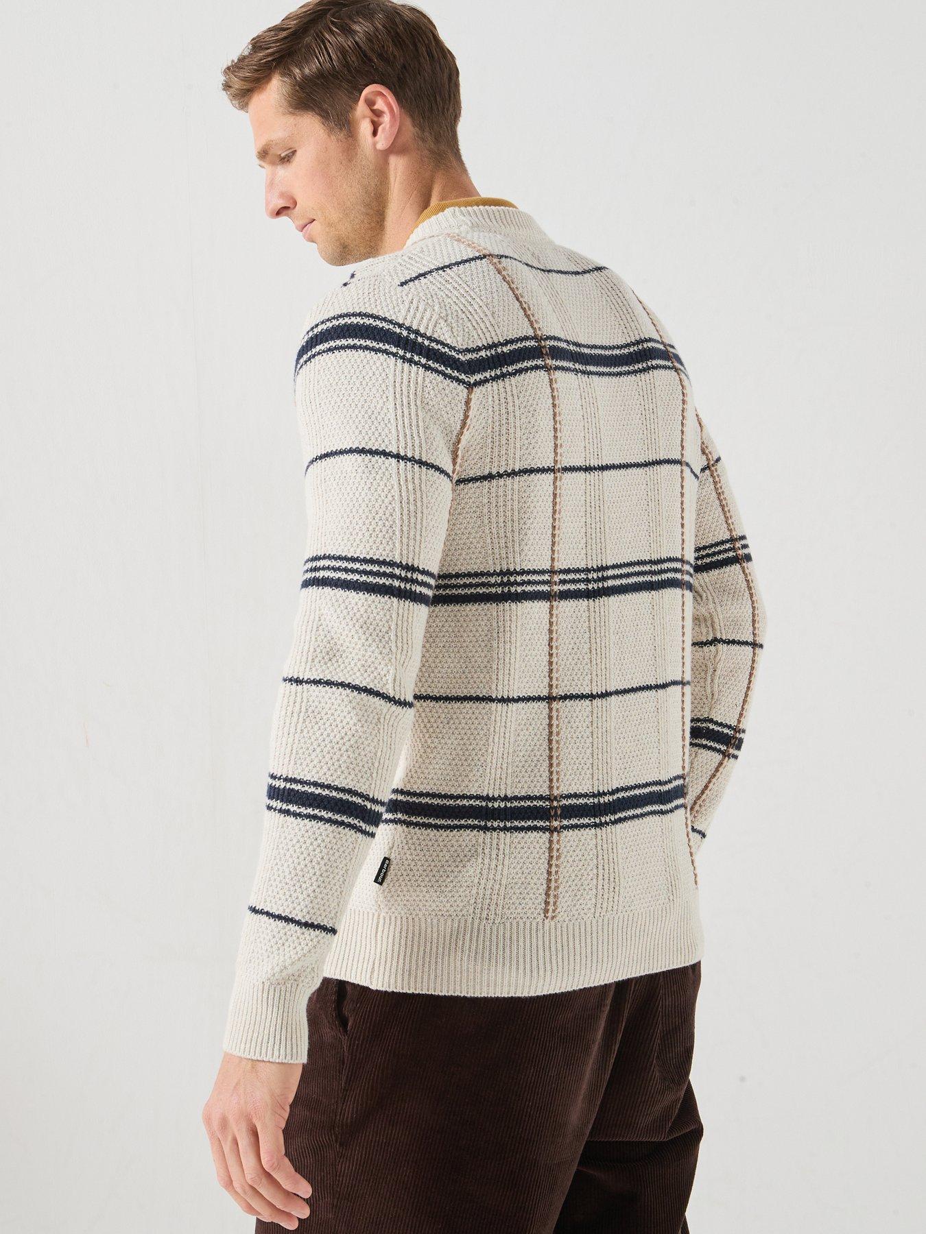 Image 2 of 5 of Barbour Fasey Cable Tartan Crewneck Knitted Jumper - White