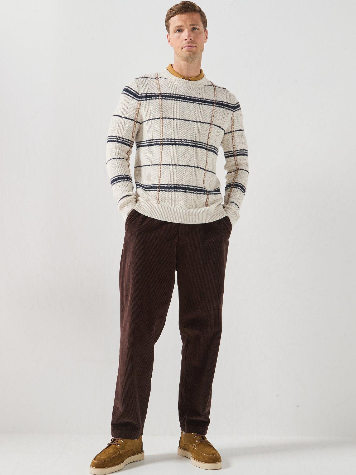 Image 3 of 5 of Barbour Fasey Cable Tartan Crewneck Knitted Jumper - White