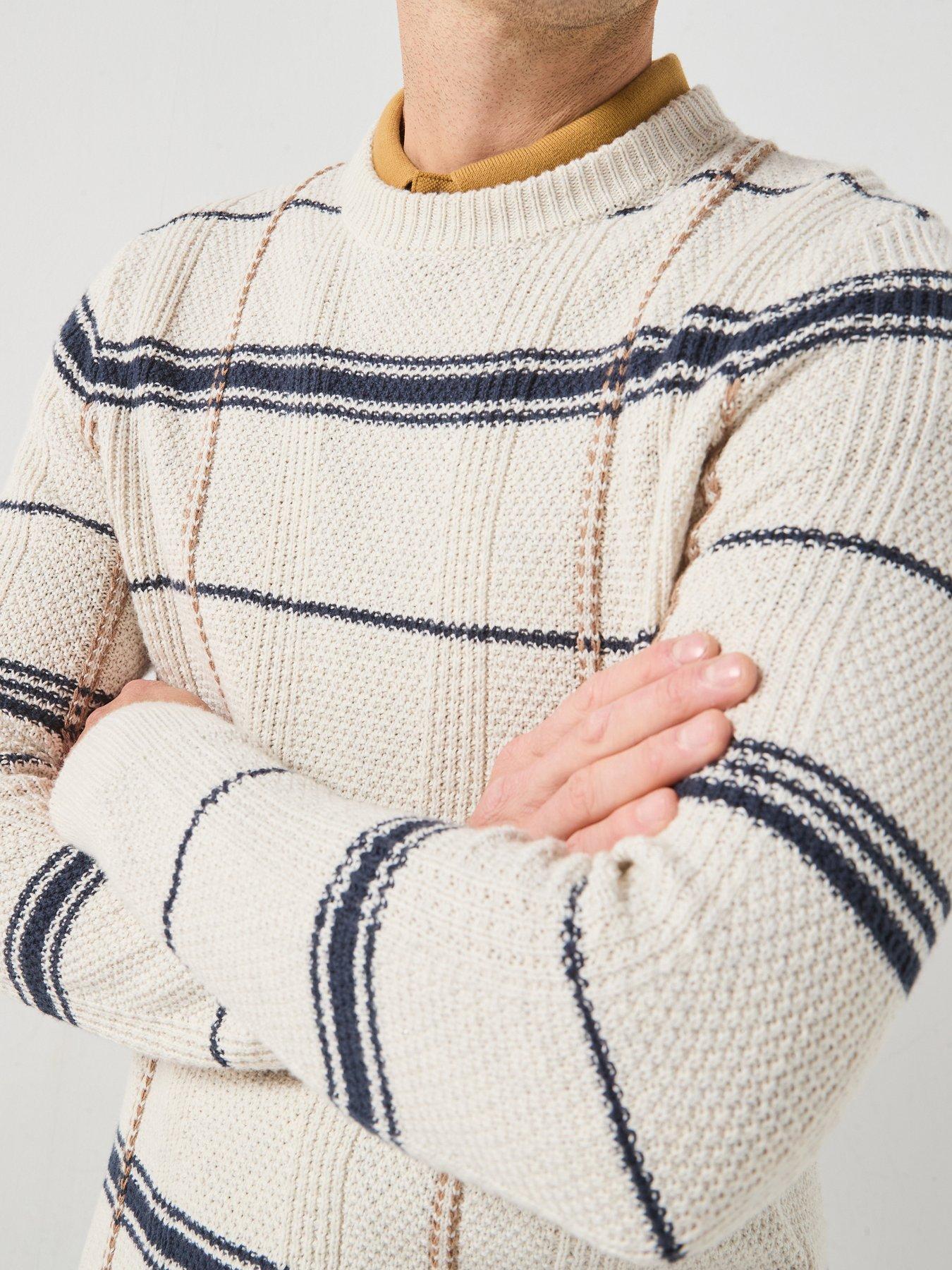 Image 4 of 5 of Barbour Fasey Cable Tartan Crewneck Knitted Jumper - White
