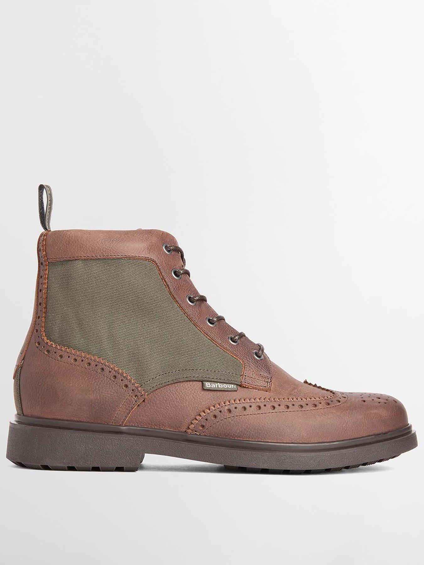 Image 1 of 5 of Barbour Mens Barmoor Brogue Lace-Up Chunky Sole Boots - Brown