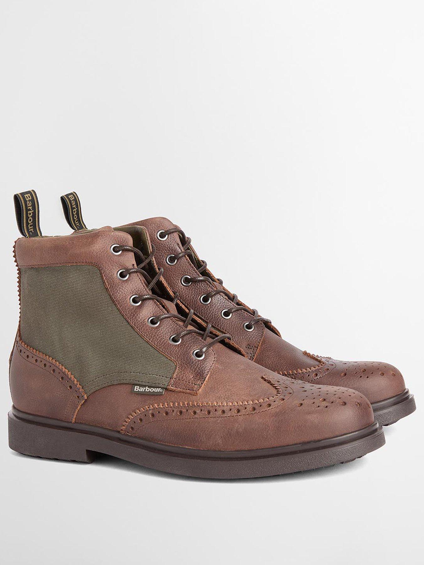 Image 2 of 5 of Barbour Mens Barmoor Brogue Lace-Up Chunky Sole Boots - Brown