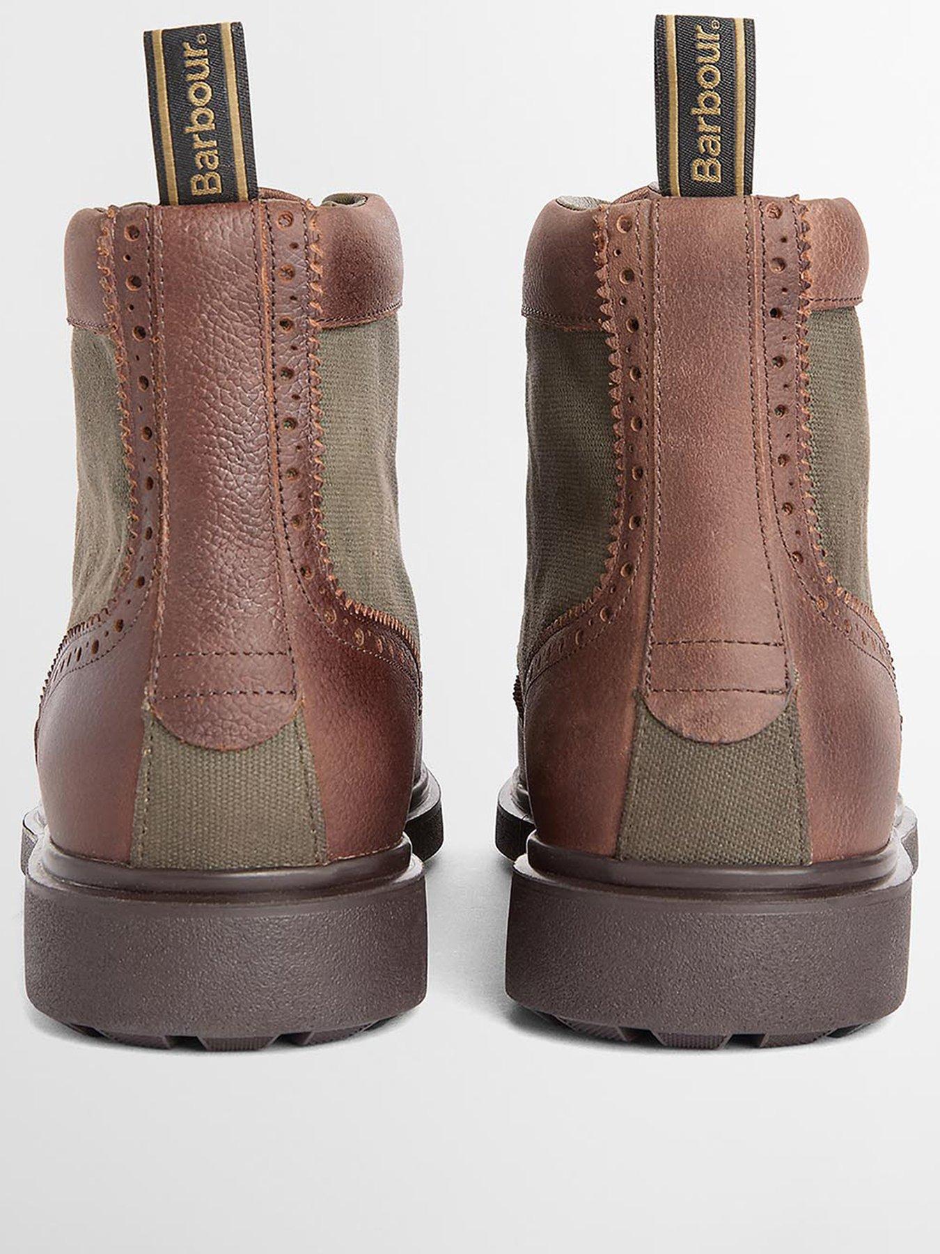 Image 3 of 5 of Barbour Mens Barmoor Brogue Lace-Up Chunky Sole Boots - Brown