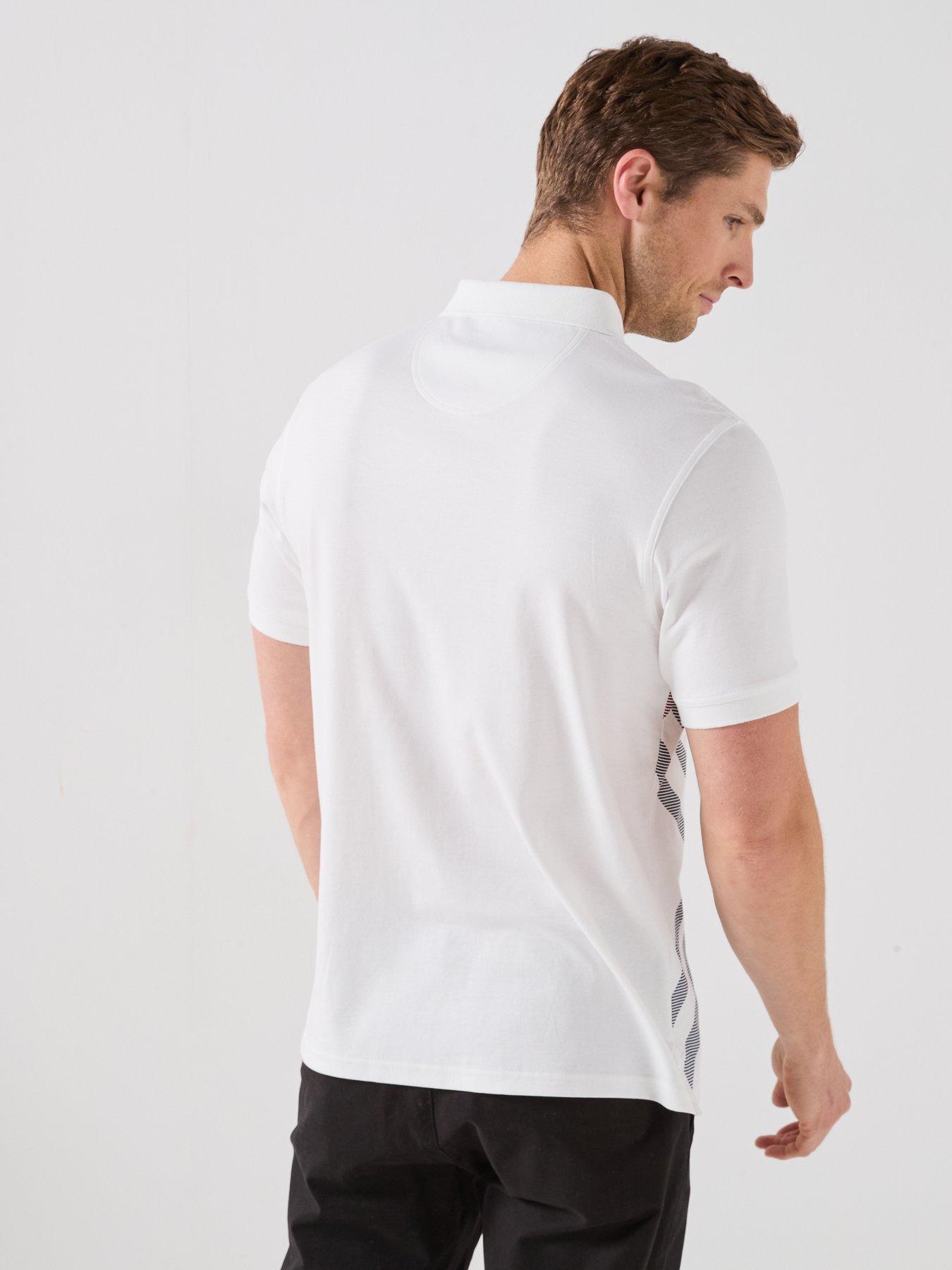 Image 2 of 5 of Barbour Tartan Bias Print Tailored Polo Shirt - White