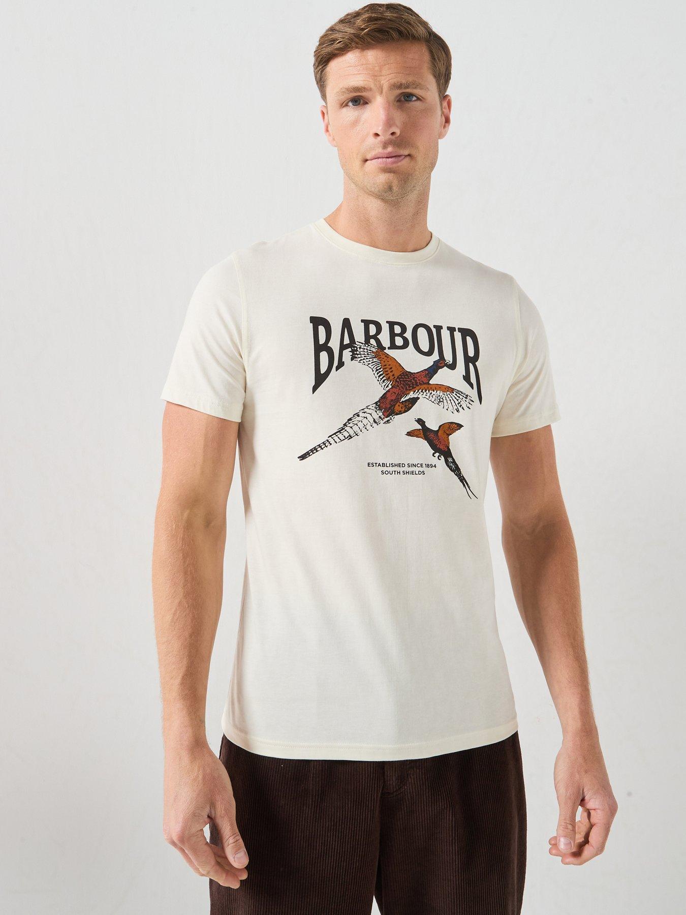 Image 1 of 6 of Barbour Pheasant Graphic Tailored T-Shirt - White