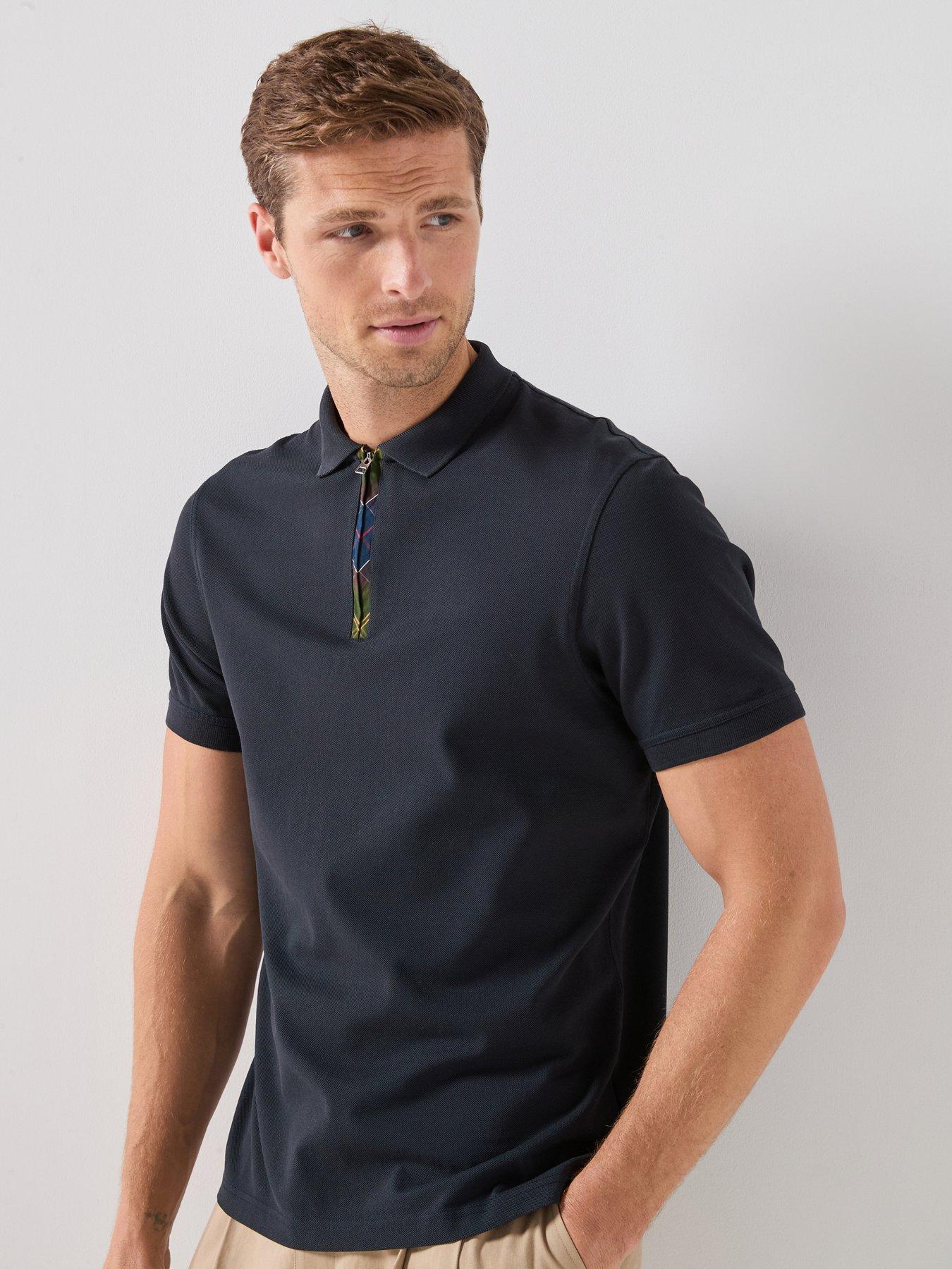 Barbour Tartan Zip Polo Shirt - Navy