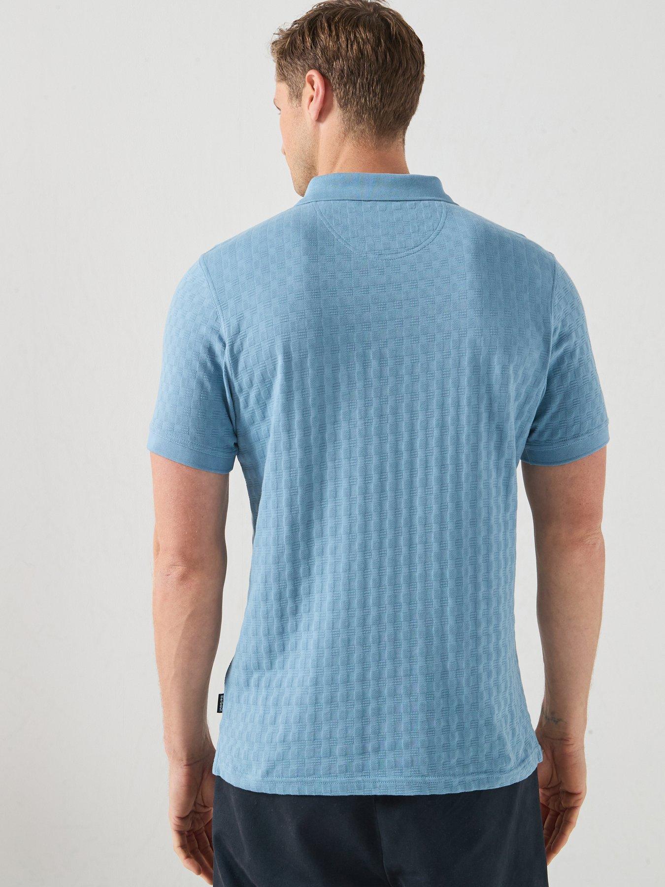 Image 2 of 5 of Barbour Tailored Textured Polo Shirt - Light Blue