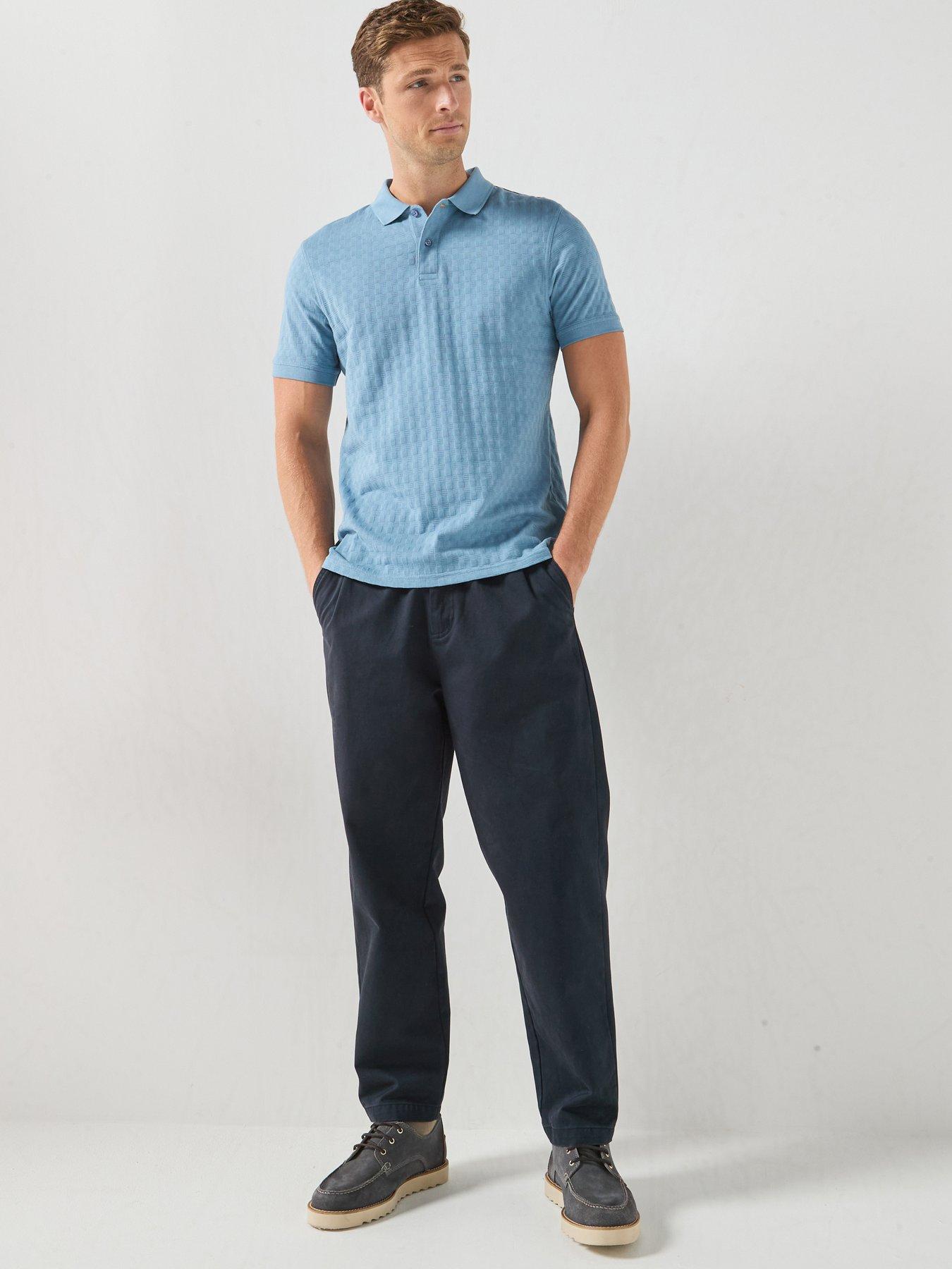 Image 3 of 5 of Barbour Tailored Textured Polo Shirt - Light Blue