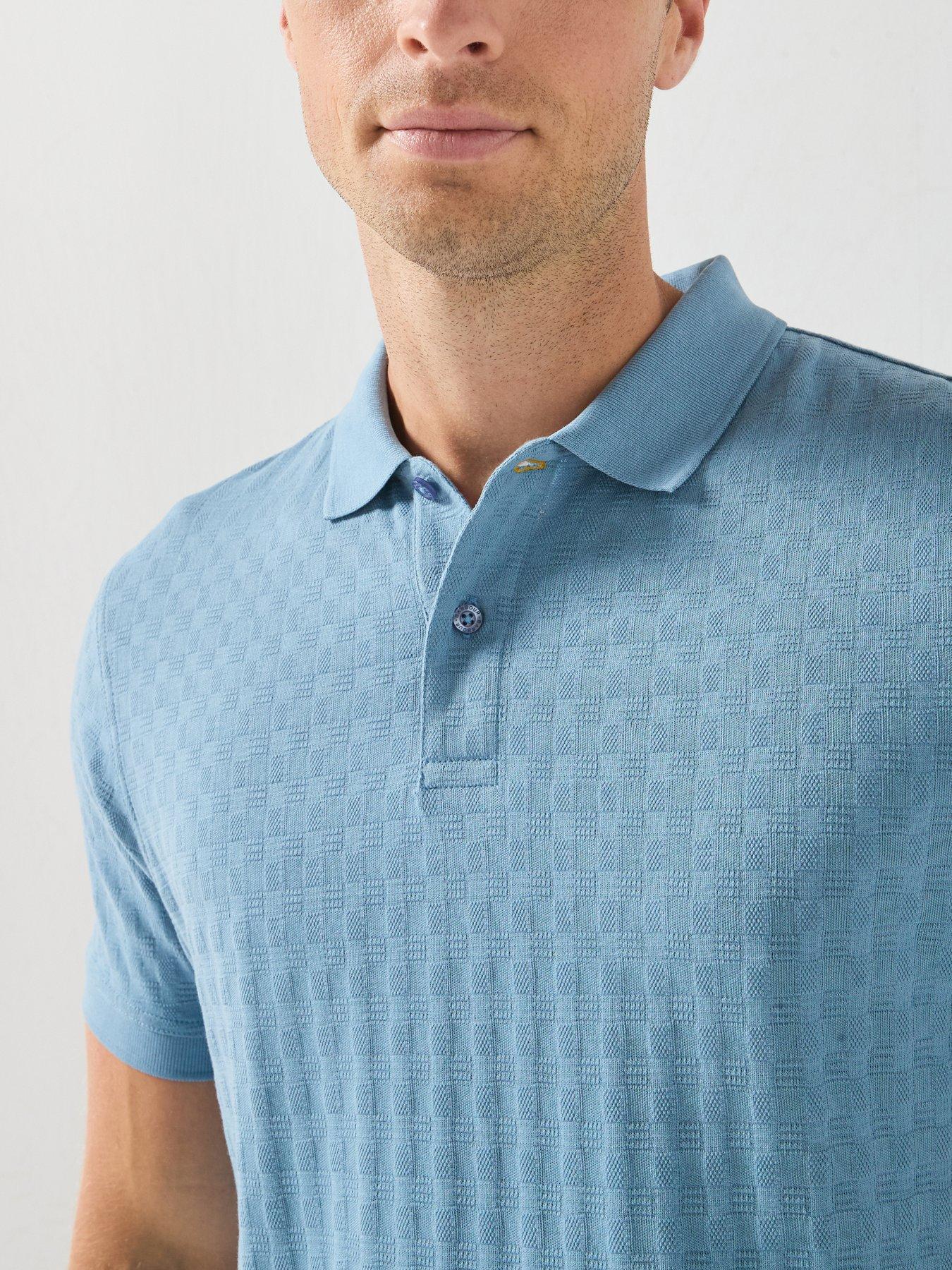 Image 4 of 5 of Barbour Tailored Textured Polo Shirt - Light Blue