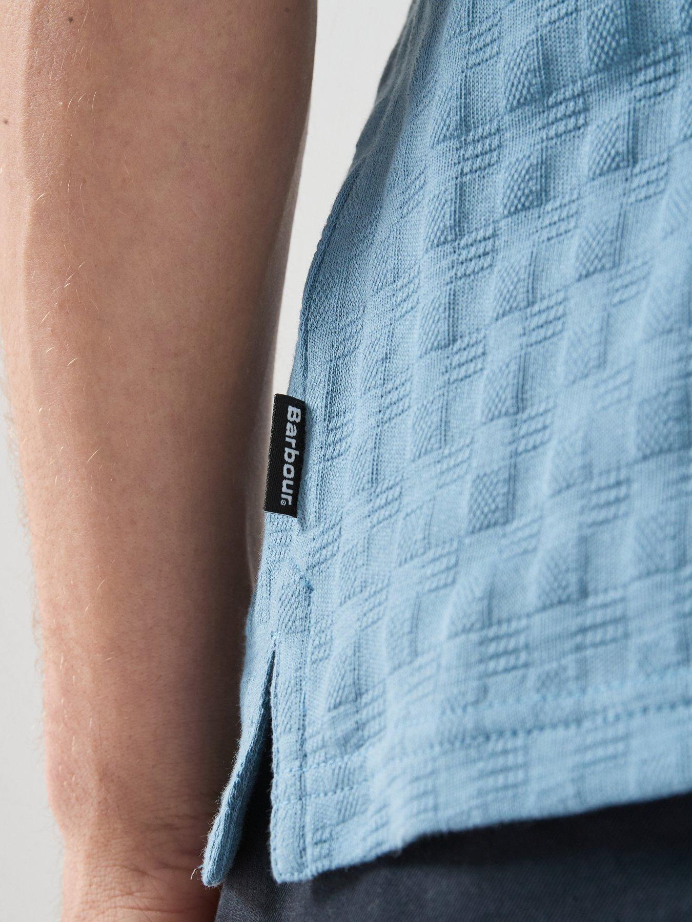 Image 5 of 5 of Barbour Tailored Textured Polo Shirt - Light Blue