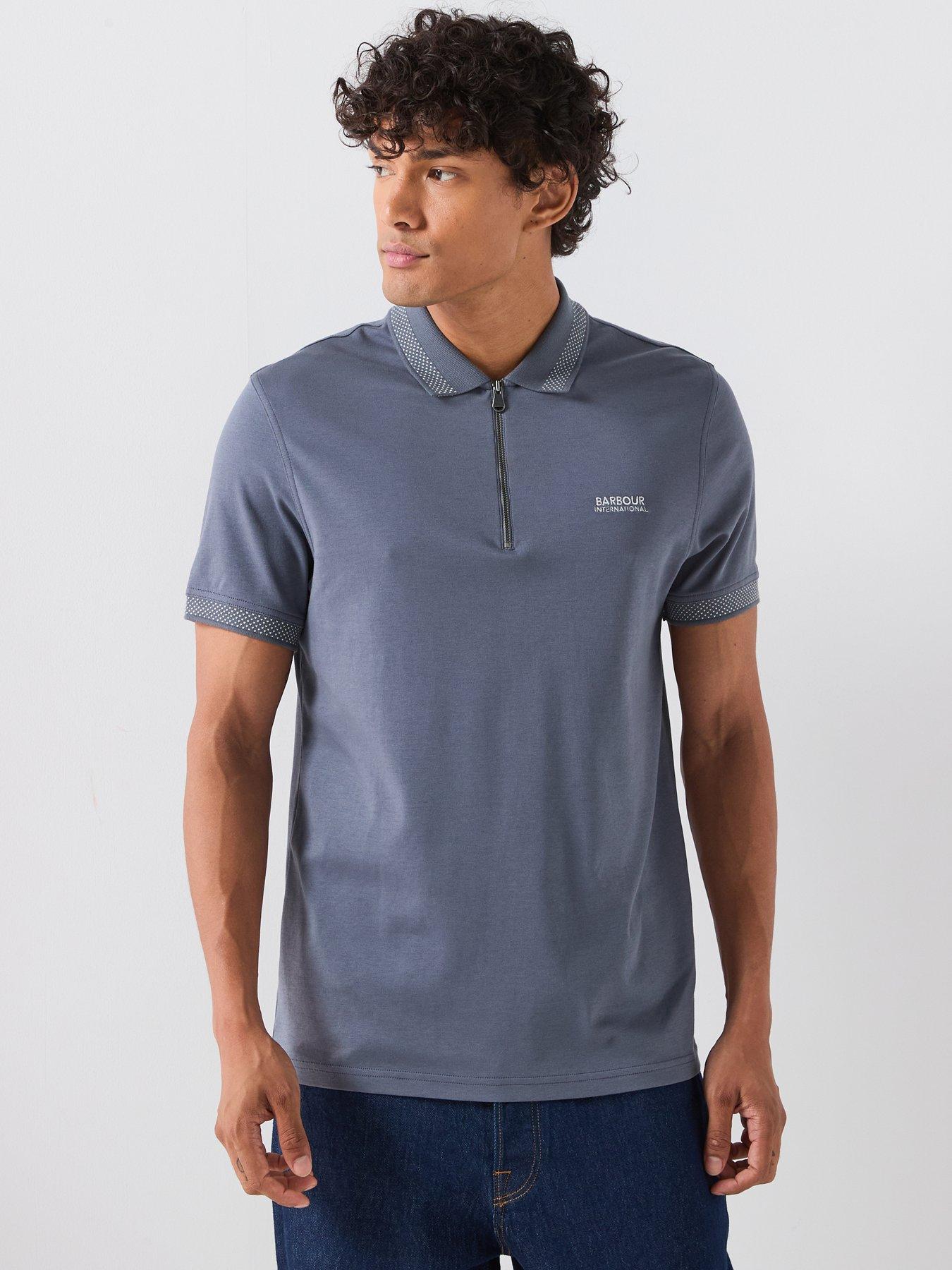 Image 1 of 5 of Barbour International International Owts Zipped Polo Shirt - Grey