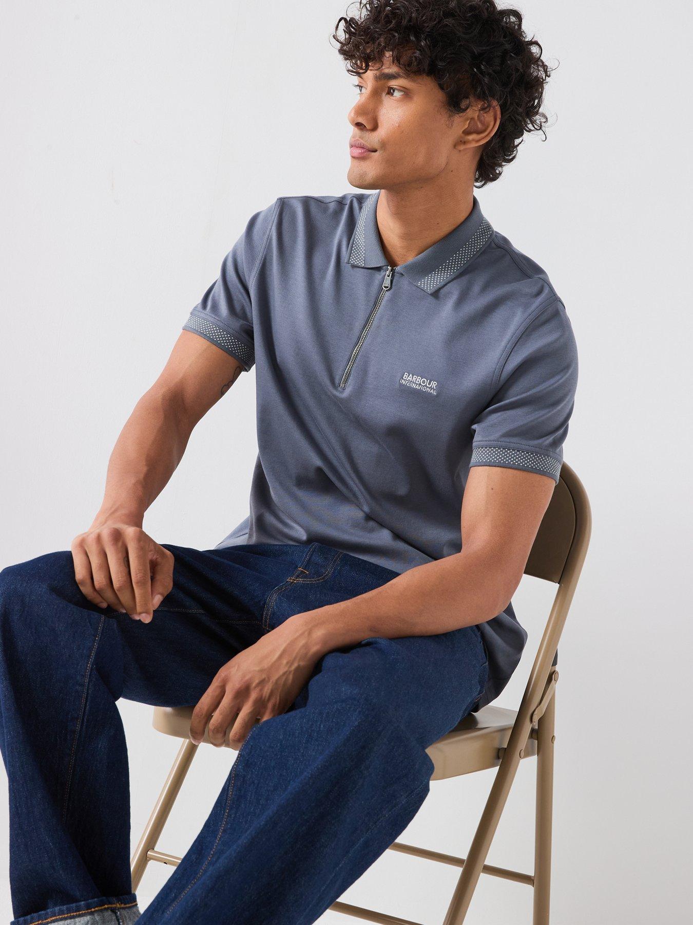 Image 4 of 5 of Barbour International International Owts Zipped Polo Shirt - Grey