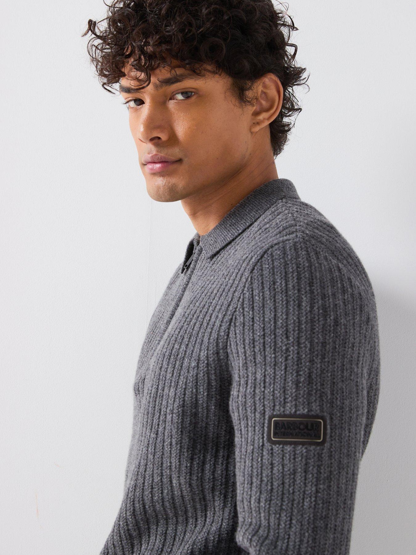 Image 6 of 6 of Barbour International Oxham Polo Zipped Knitted Jumper - Grey