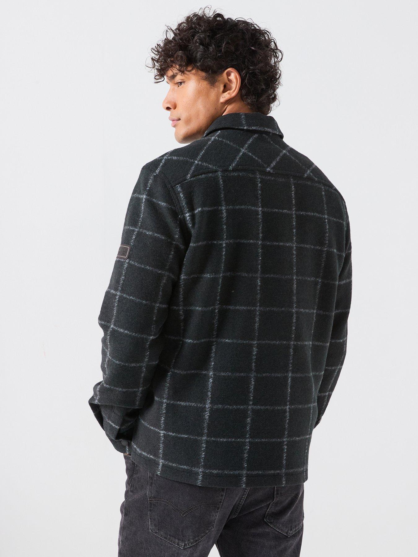 Image 2 of 6 of Barbour International Payne Checked Zipped Fleece Overshirt - Black