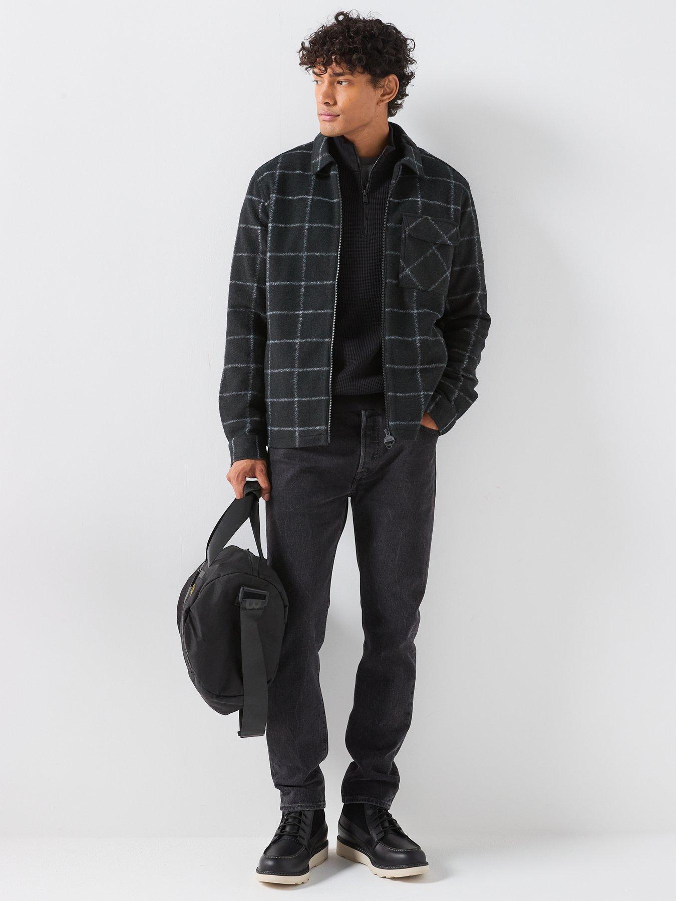Image 3 of 6 of Barbour International Payne Checked Zipped Fleece Overshirt - Black