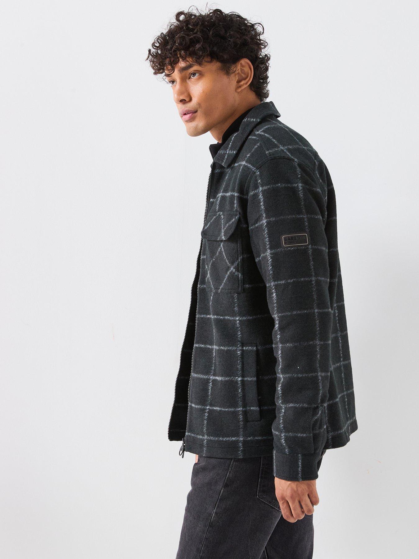 Image 5 of 6 of Barbour International Payne Checked Zipped Fleece Overshirt - Black