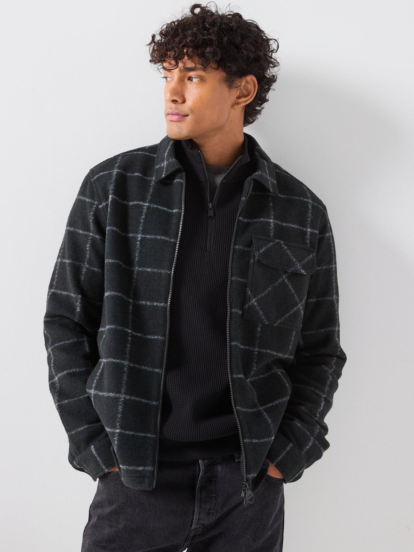 Image 6 of 6 of Barbour International Payne Checked Zipped Fleece Overshirt - Black