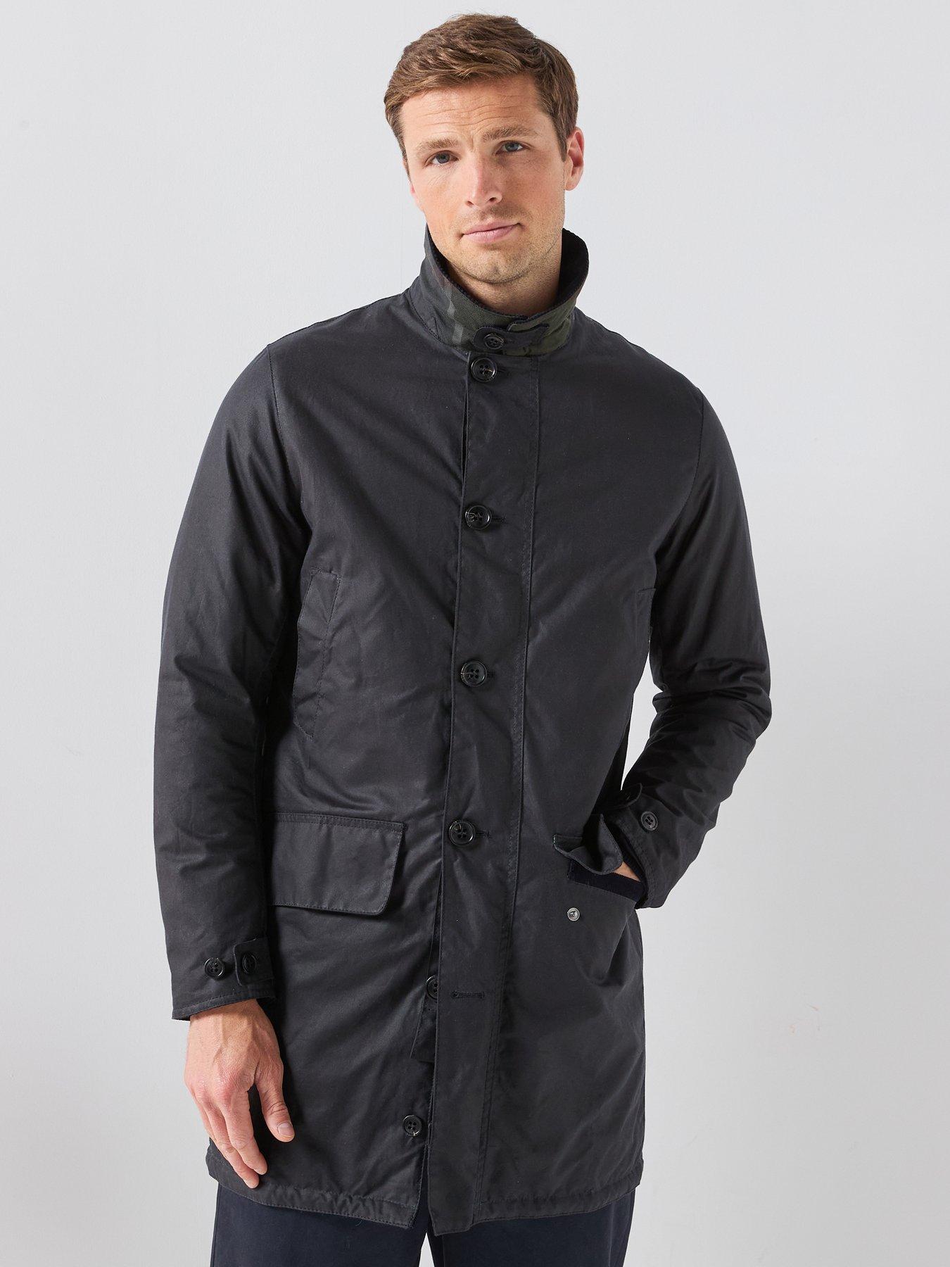 Barbour Men's Waxed Cotton Mac Coat - Navy