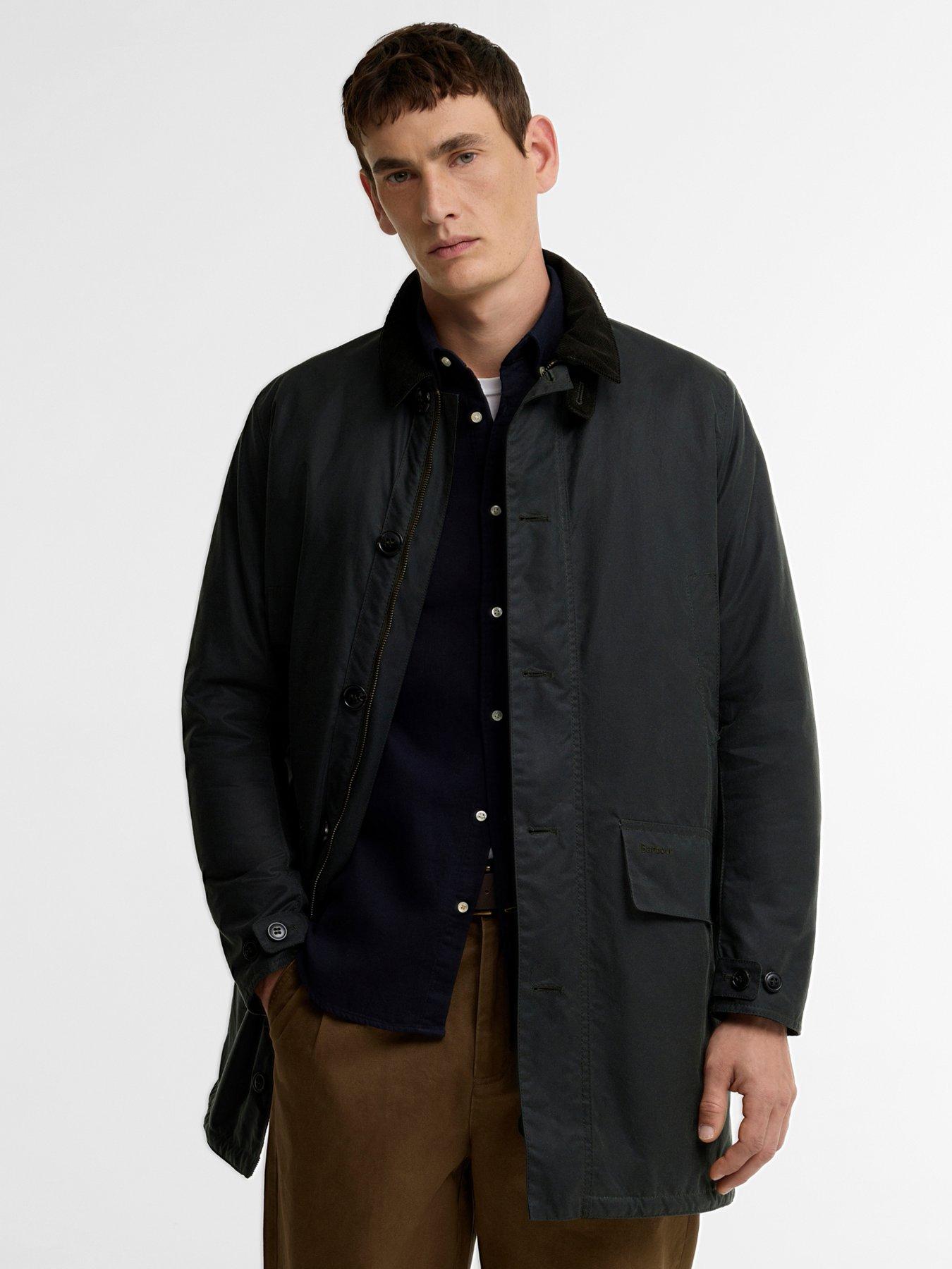 Barbour Men's Waxed Cotton Mac Coat - Black