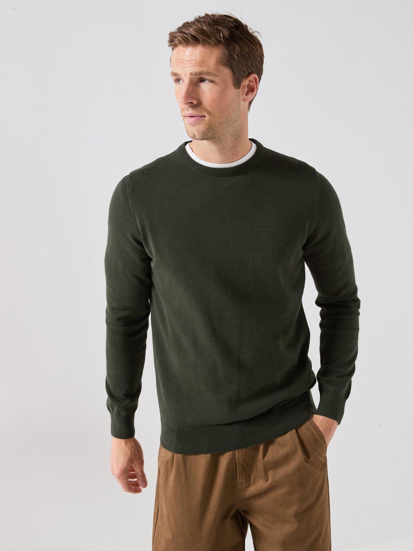Image 1 of 5 of Barbour Pima Cotton Crewneck Knitted Jumper - Green