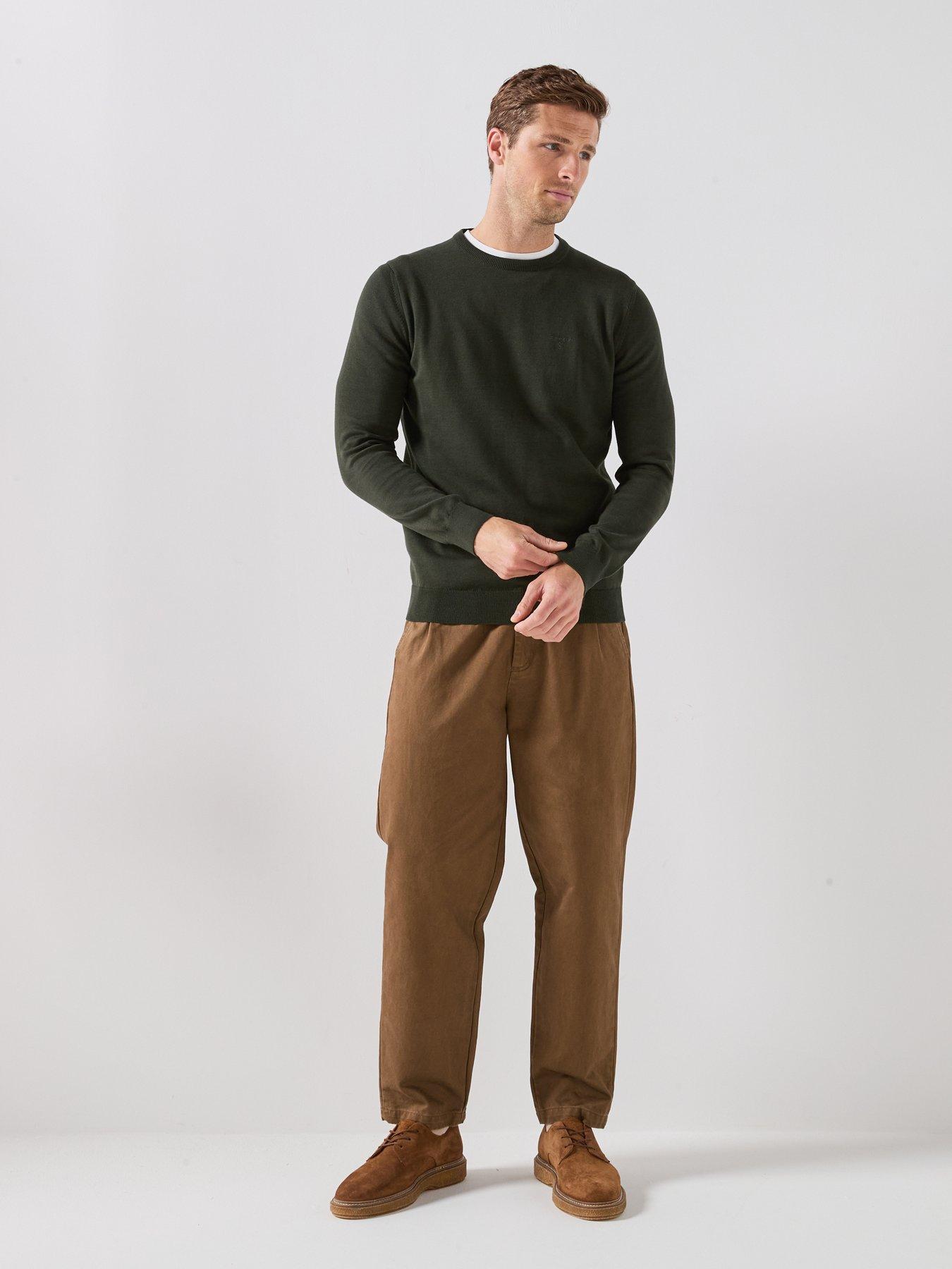 Image 3 of 5 of Barbour Pima Cotton Crewneck Knitted Jumper - Green