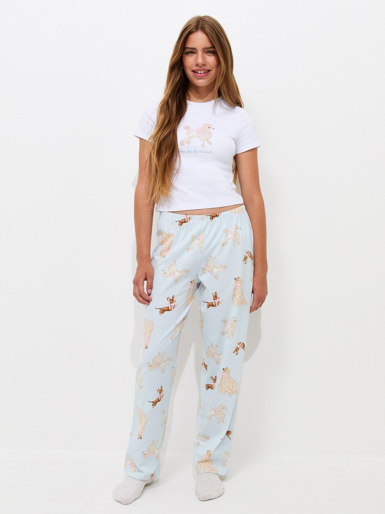 Image 1 of 5 of New Look 915 Girls Cotton Rich Dog Print Baby Tee Pyjama Set - Blue