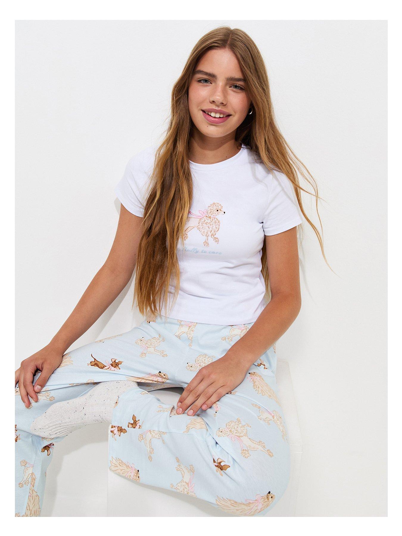 Image 3 of 5 of New Look 915 Girls Cotton Rich Dog Print Baby Tee Pyjama Set - Blue