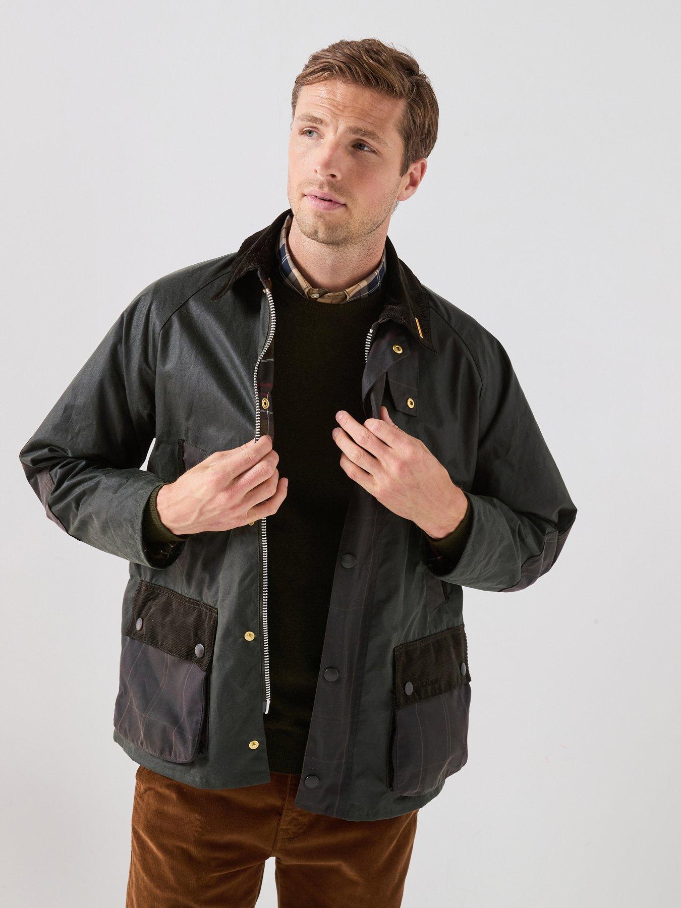 Image 1 of 6 of Barbour Icons Patch Bedale Wax Jacket - Dark Green