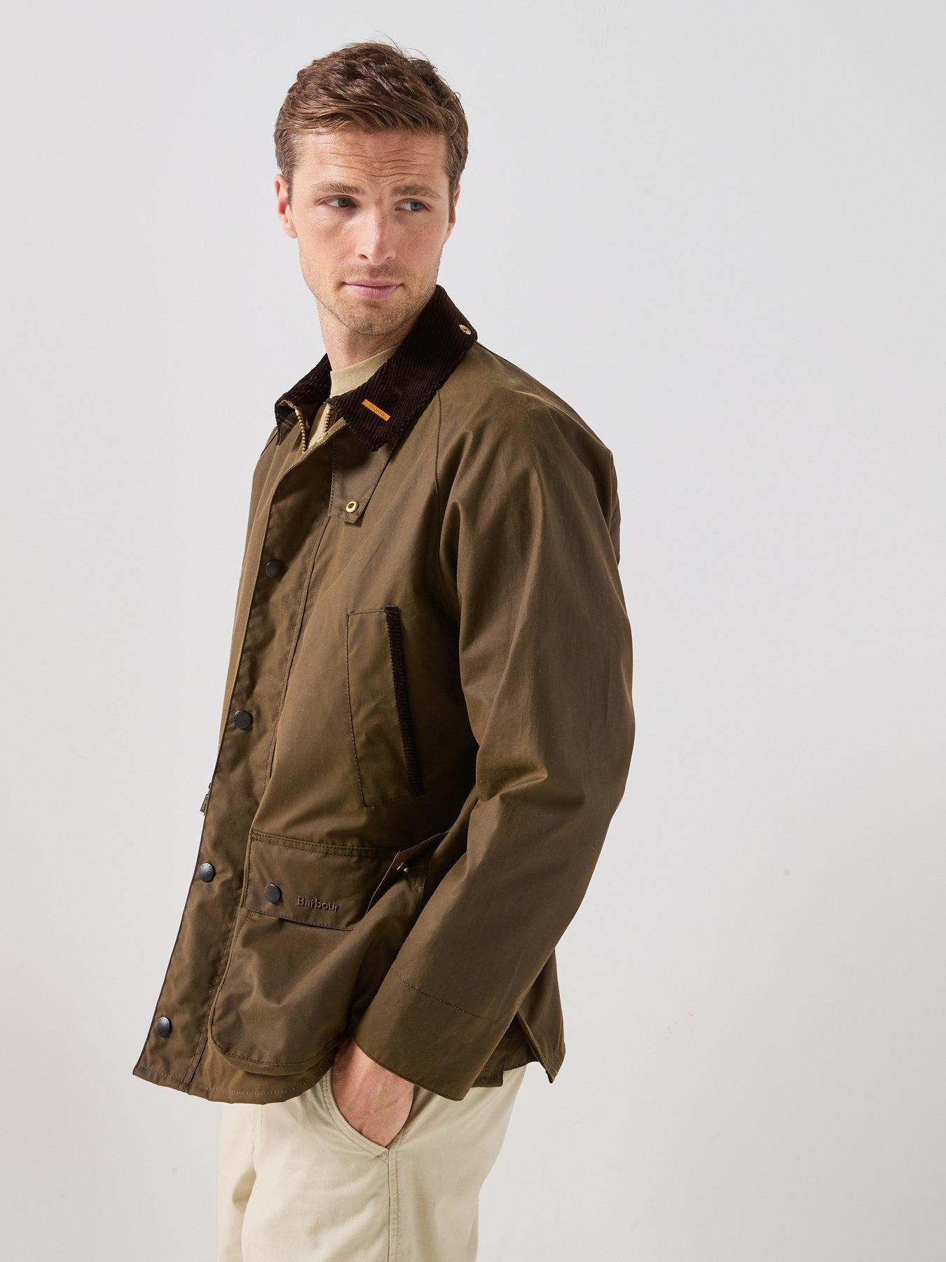 Barbour Men's Barbour Waxed Utility Jacket with Cord Collar - Brown