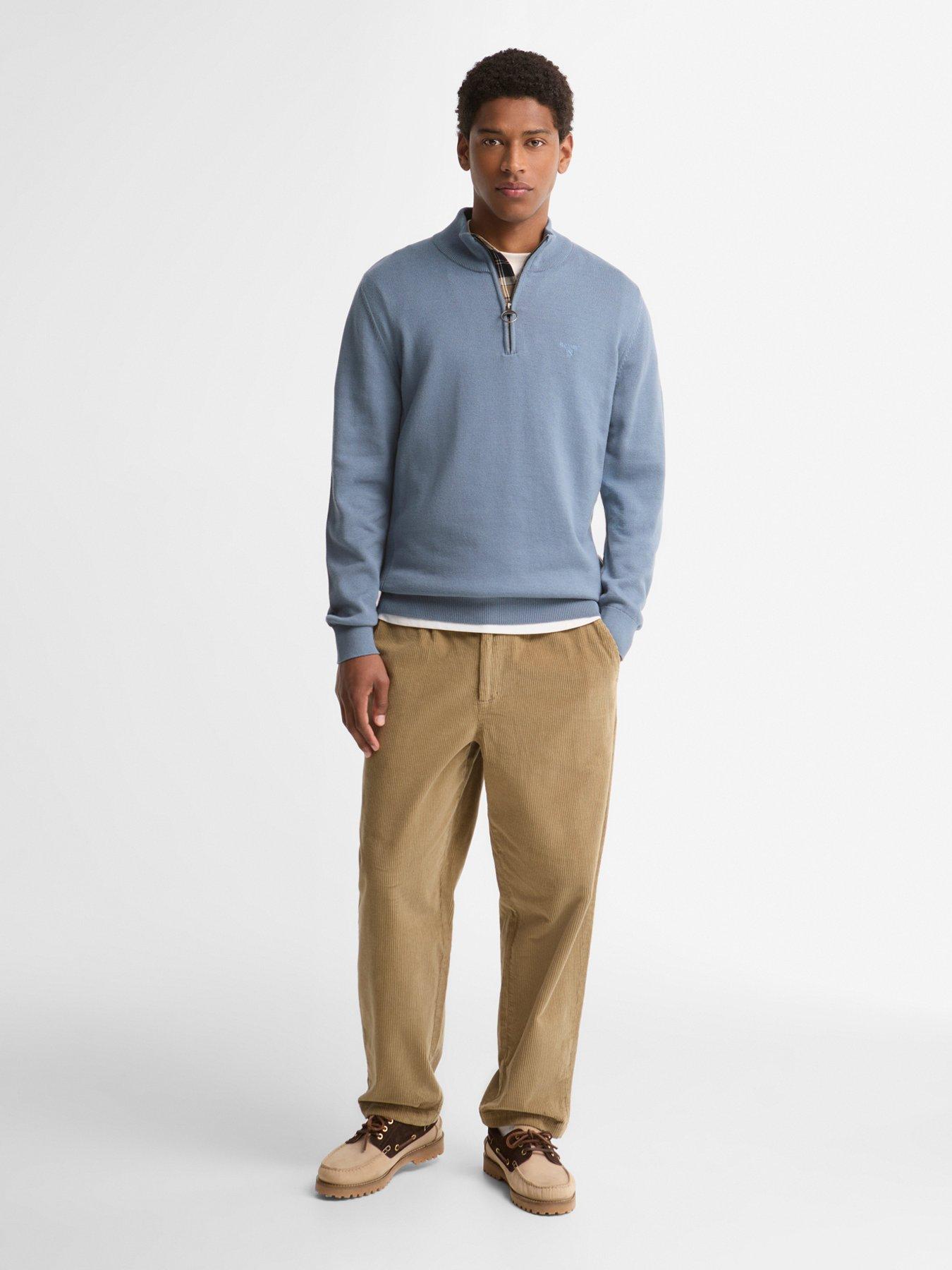 Image 3 of 5 of Barbour Cotton Half Zip Knitted Jumper - Light Blue