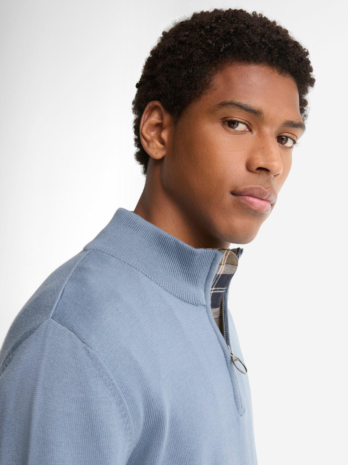 Image 4 of 5 of Barbour Cotton Half Zip Knitted Jumper - Light Blue