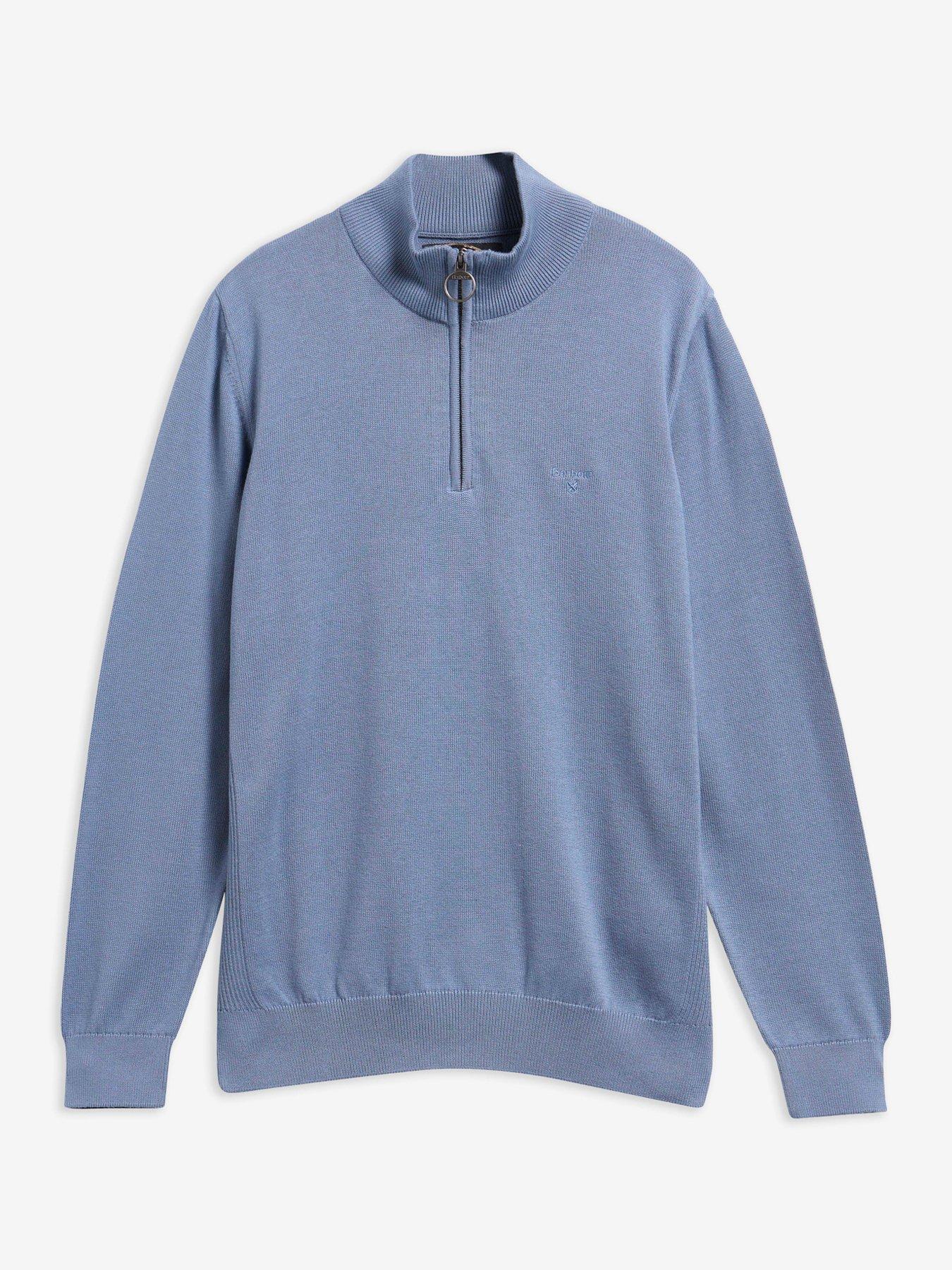 Image 5 of 5 of Barbour Cotton Half Zip Knitted Jumper - Light Blue